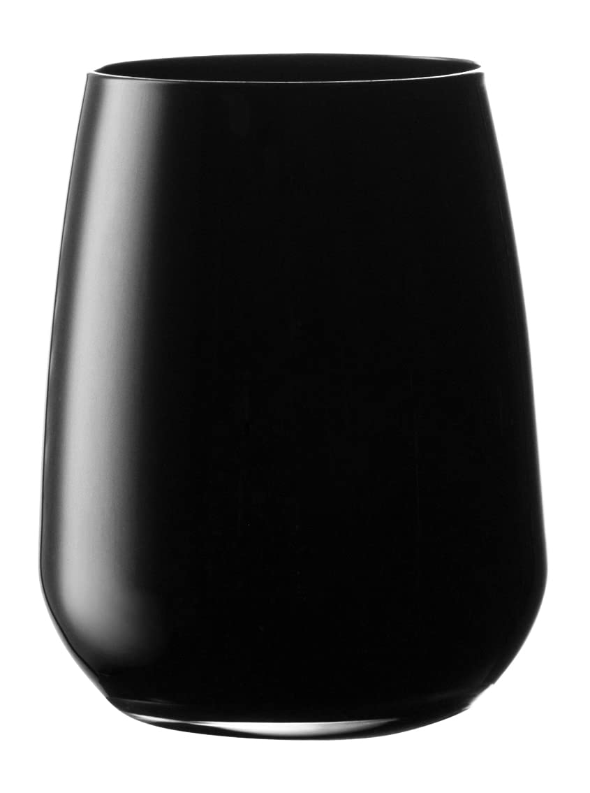 Barski 13 oz Double Old Fashioned Whiskey Glasses - Set of 6 Stemless Crystal Tumbler Glasses for Bourbon, Scotch & Cocktails - Elegant Black DOF Rock Tumblers Made in Europe - Perfect for Home Bars, Parties & Gifts
