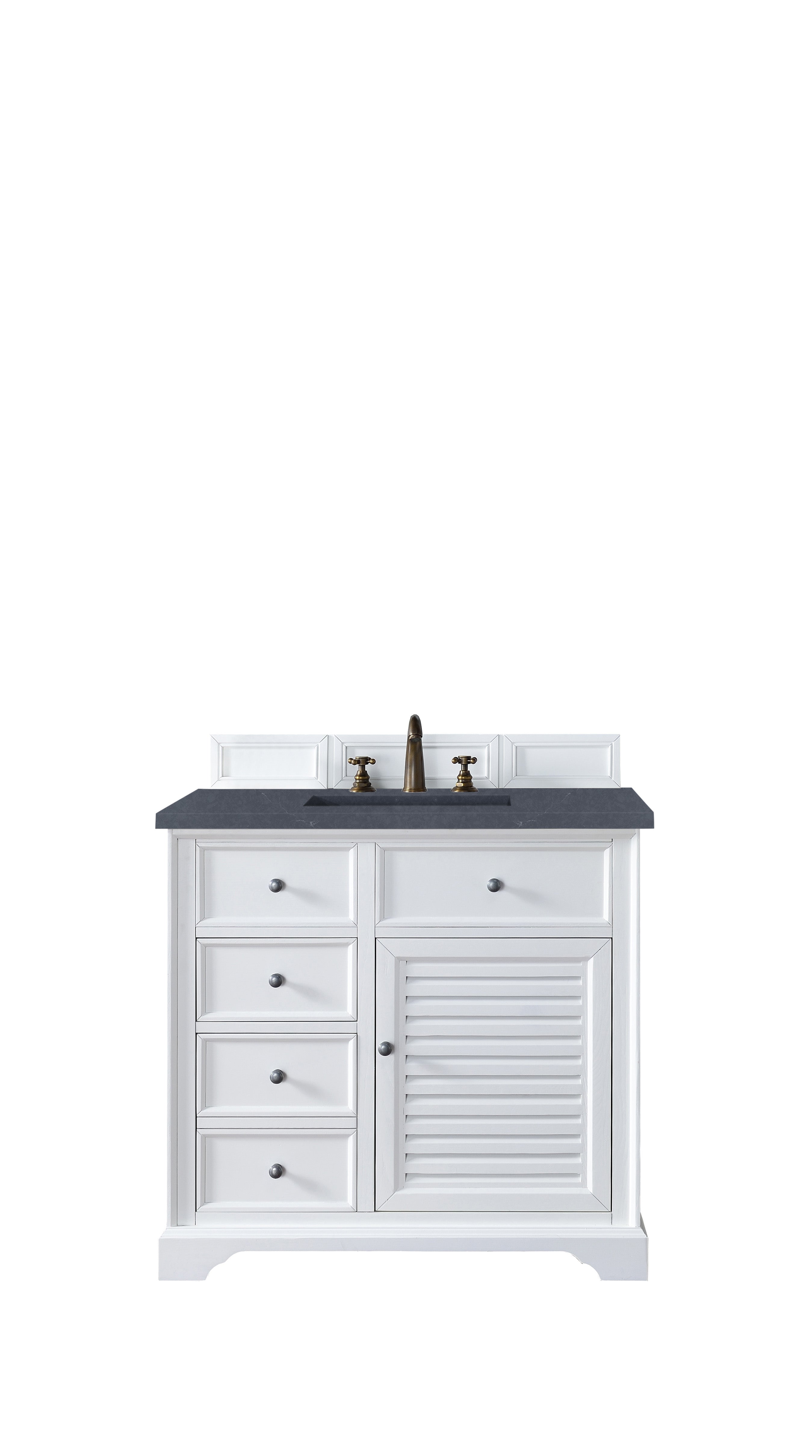 Savannah 36 Inch Single Bathroom Vanity Cabinet in Bright White with 3CM Charcoal Soapstone Quartz Countertop - Perfect for Modern Master Bathrooms and Guest Bath Remodels