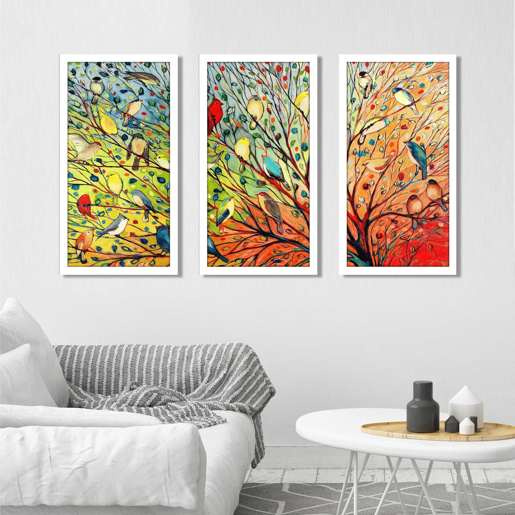 27 Birds 3-Piece Acrylic Wall Art Set - Modern Abstract Bird Painting Prints for Living Room, Bedroom & Office Decor