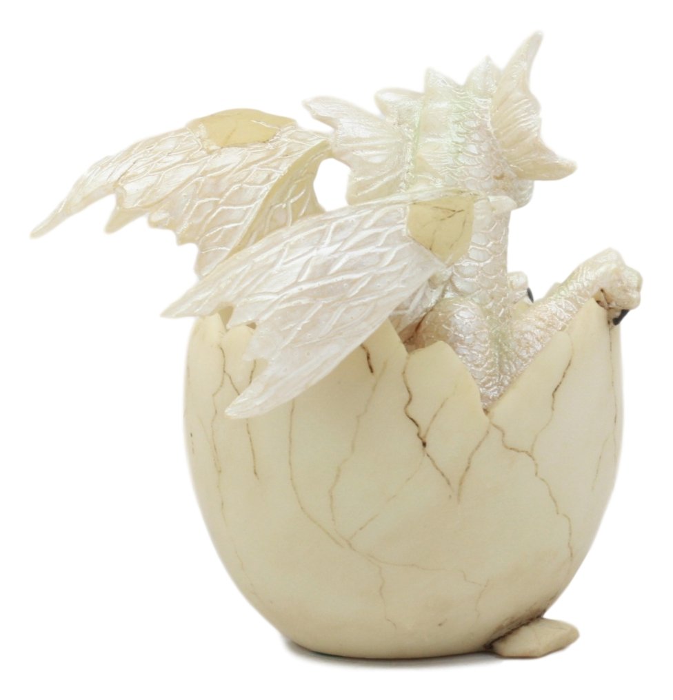 Ebros April Birthstone Dragon Egg Statue with Diamond Gem - Fantasy Collector's Dragon Hatchling Figurine for Birthday Gifts & Home Decor
