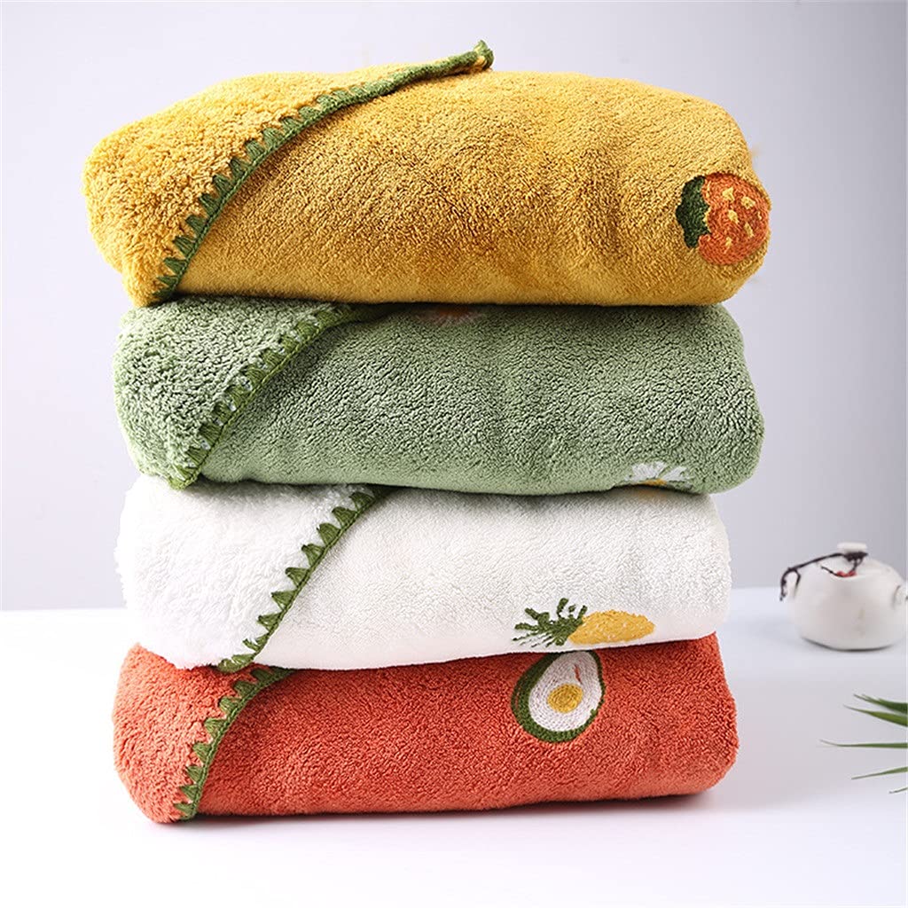 SLATIOM Coral Fleece Embroidered Bath Towel Set - Super Absorbent, Soft & Skin-Friendly, 70x140cm Large Bath Towel for Hair & Body - Perfect for Spa, Gym, Beach & Home Use (Color A)