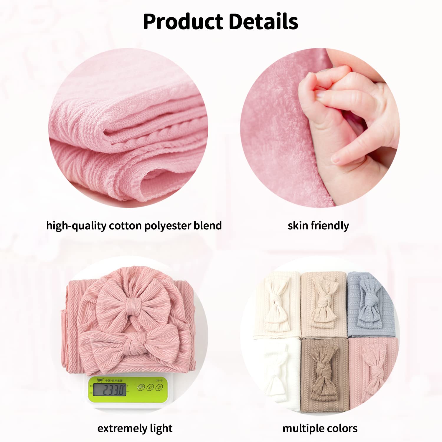 5PCS Baby Blankets - Soft Adjustable Wearable Security Blanket & Swaddle Set with Hello World Wooden Birth Announcement Card | Newborn Essentials for Boys & Girls | Perfect for Nursery, Travel & Gift (Pink)
