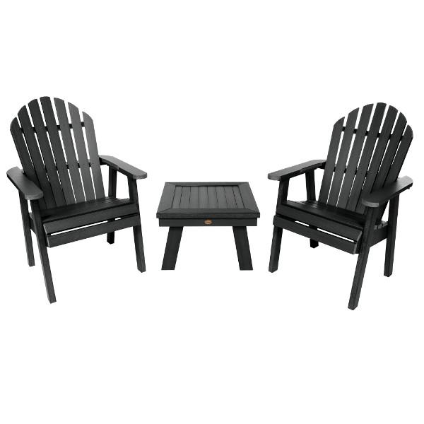 2-Pack Hamilton Folding Deck Chairs with Adirondack Side Table - Outdoor Patio Furniture Set for Poolside, Garden, and Backyard Relaxation