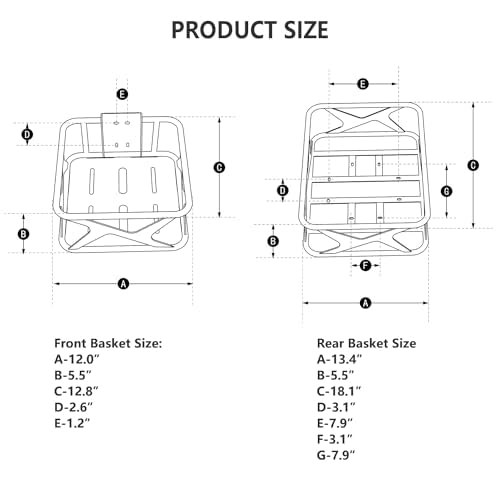 Fucare Electric Bike 2-Piece Basket Set - Front & Rear Cargo Rack for Gemini/Libra/Scorpio/Taurus E-Bikes | Perfect for Groceries, Commuting & Outdoor Adventures