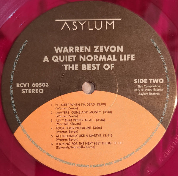 Warren Zevon - A Quiet Normal Life: The Best Of Warren Zevon (Limited Edition Vinyl LP, Compilation, Reissue, Mint Condition) | Perfect for Music Collectors & Classic Rock Fans