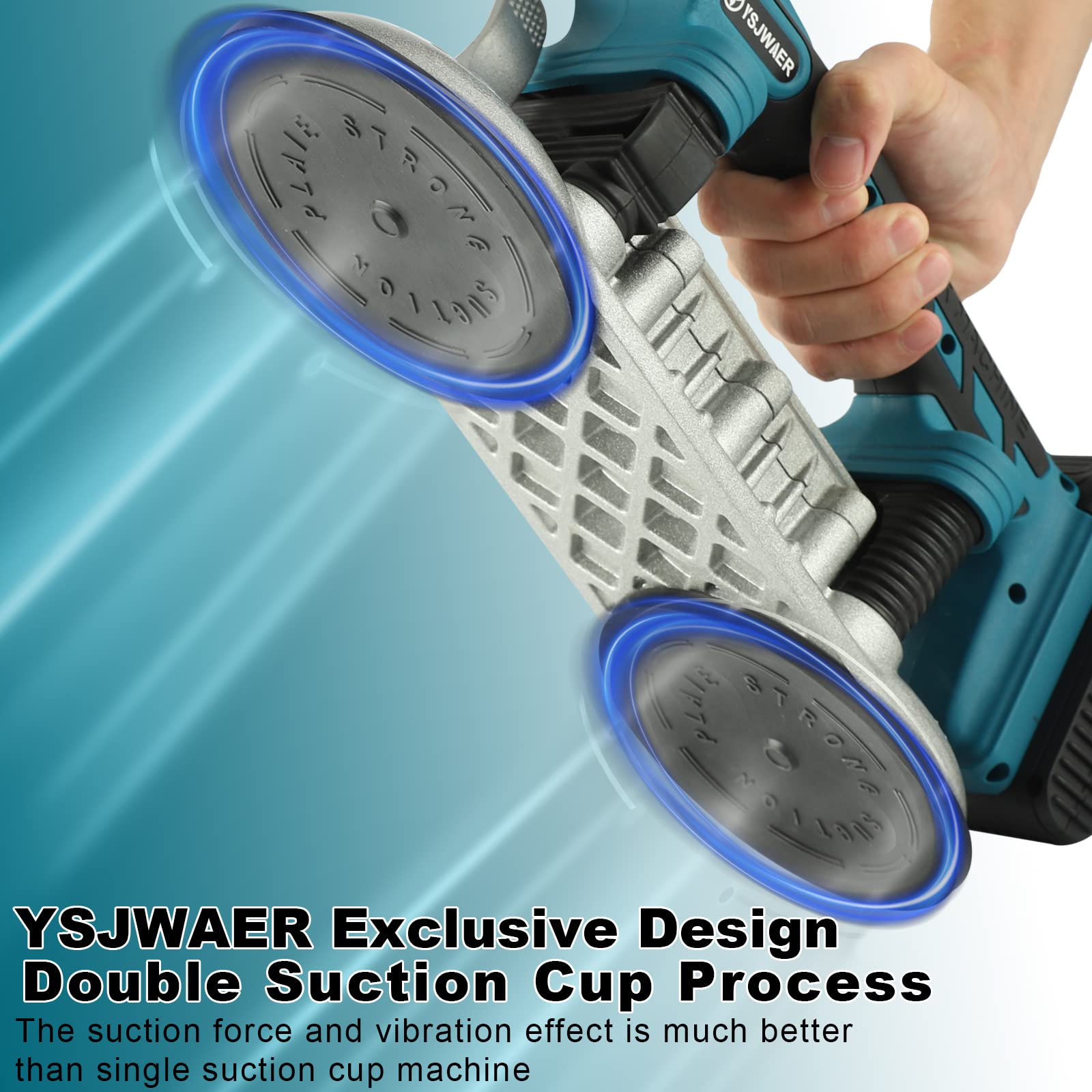 Professional Tile Installation Tool - YSJWAER Double Suction Cup Vibration Machine for Perfect Tiling, 12000mAh Battery, 24000r/min, 6 Speed Adjustable - Ideal for Floor & Wall Tile Leveling and Laying in Home Renovation Projects