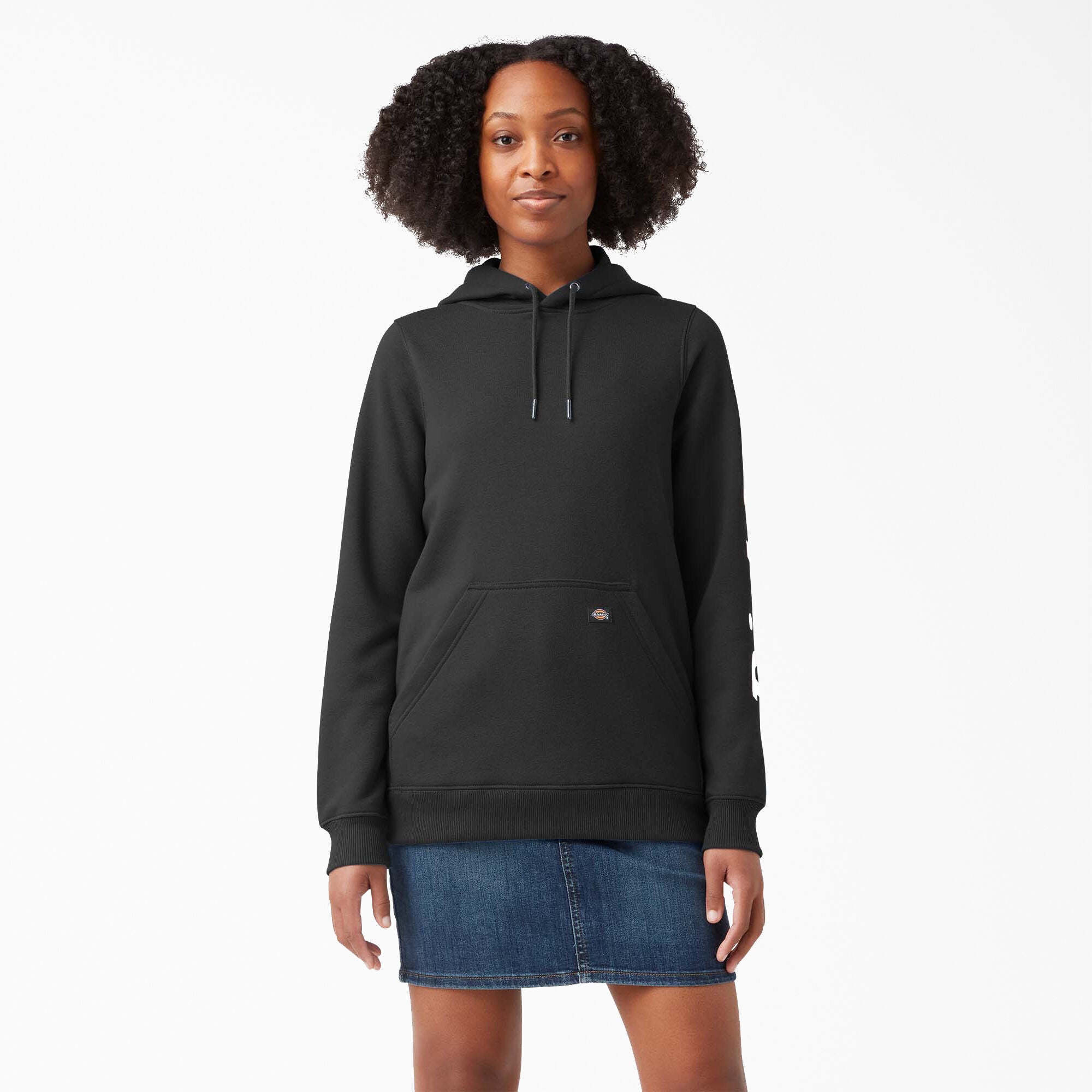 DICKIES Women's Heavyweight Logo Sleeve Hoodie - Warm Fleece-Lined Pullover Sweatshirt for Casual Wear, Work & Outdoor Activities