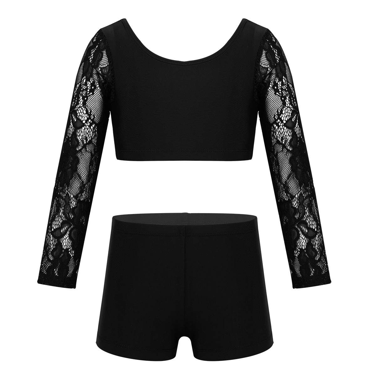 iEFiEL Big Girls Kids' 2-Piece Long Sleeve Active Top & Briefs Outfit - Dancewear, Gymnastics, Cheerleading, Stage Performance, Sports Training, Yoga, Ballet, Fitness & Playtime