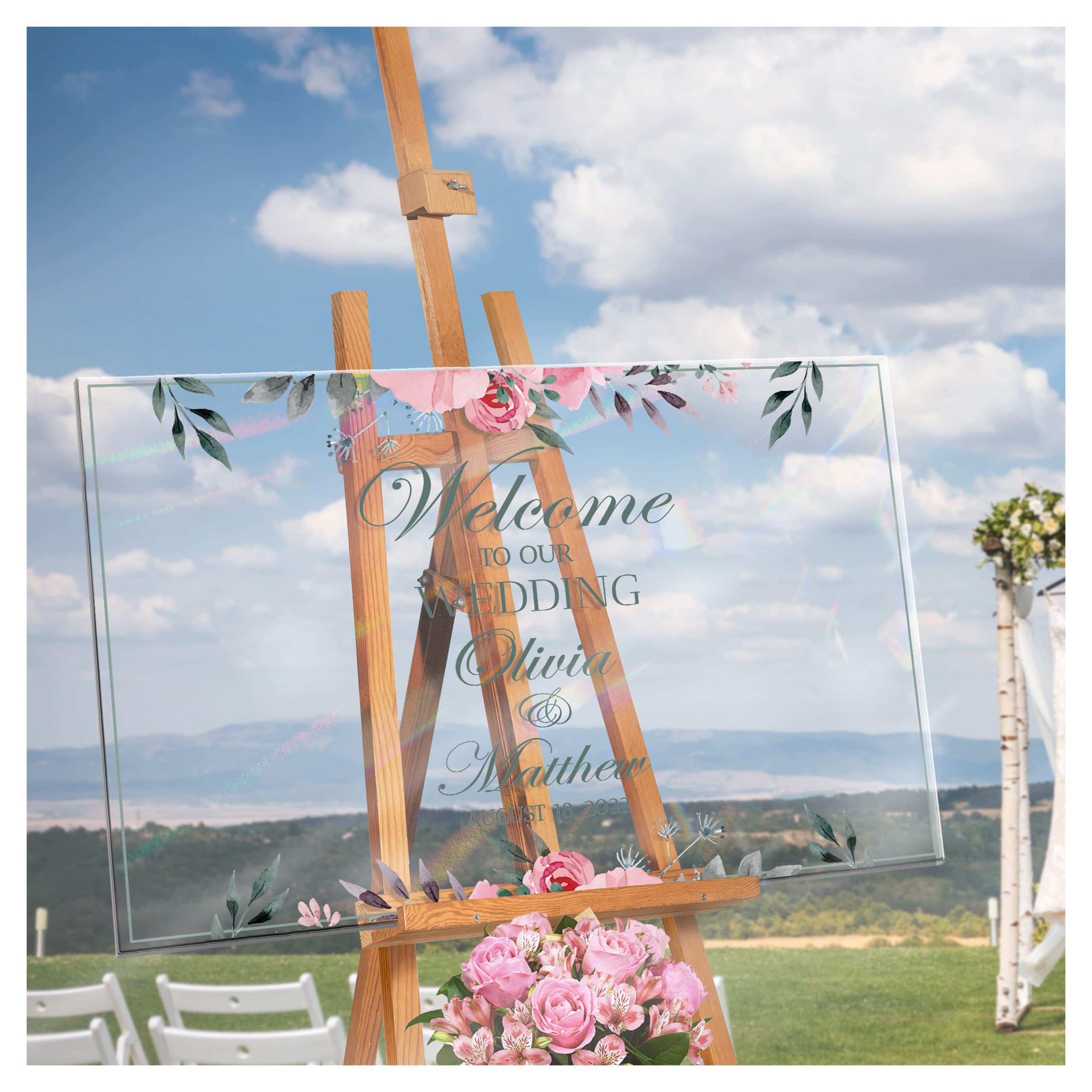 Custom Floral Wedding Welcome Sign for Reception - Personalized 'Welcome to Our Wedding' Sign - 11