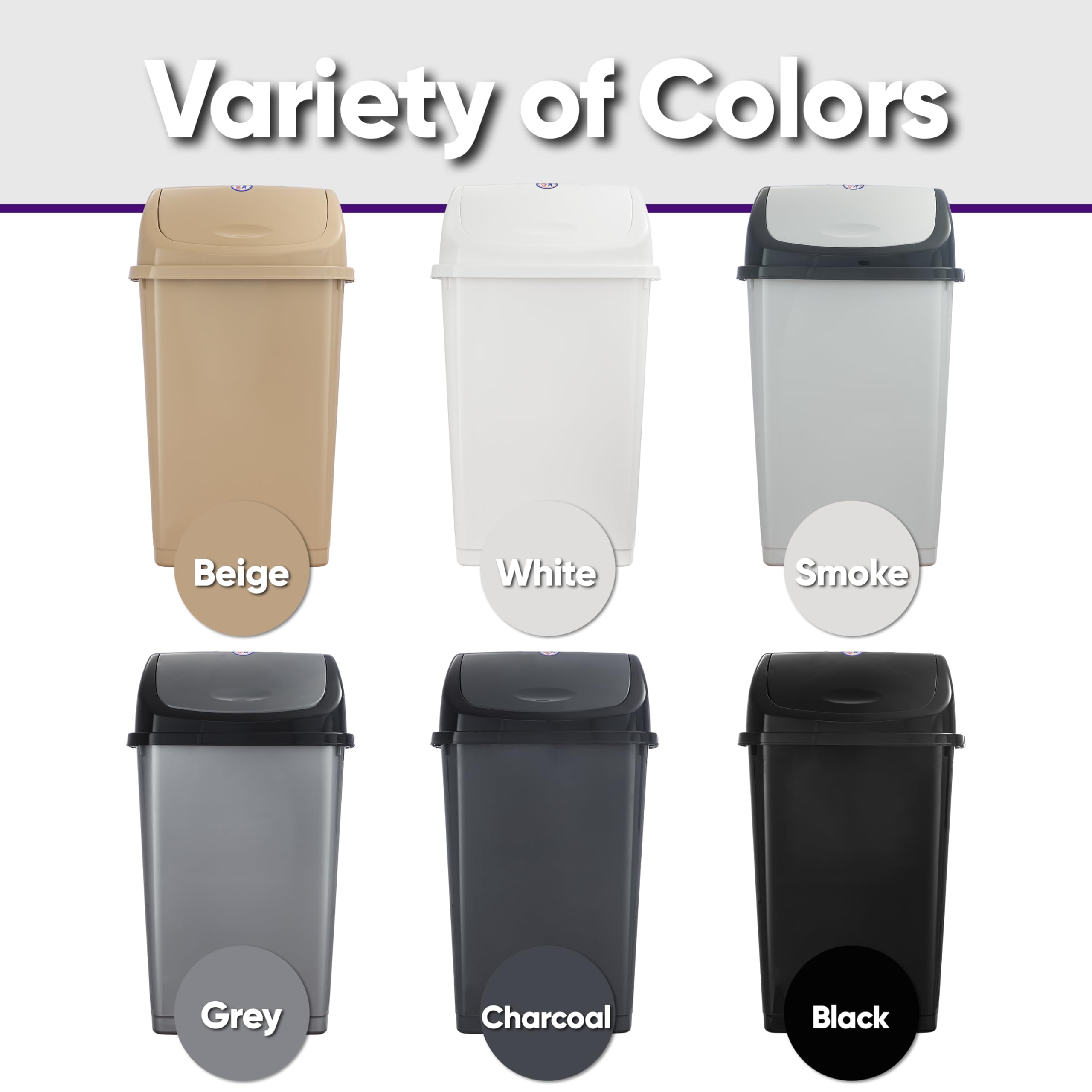 Superior 13 Gallon Kitchen Trash Can with Swing Lid - Large 52 Qt Plastic Garbage Bin for Indoor & Outdoor Use - Waste Basket for Home, Office, Garage, Patio, Restaurant - Perfect for Kitchen Waste Disposal & Recycling (White)