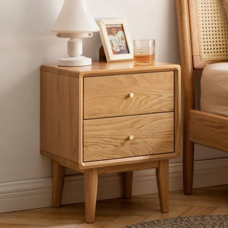 Solid Wood Nightstand - Beech or Oak Bedside Table for Bedroom, Modern & Rustic Home Decor, Durable and Stylish Storage Solution