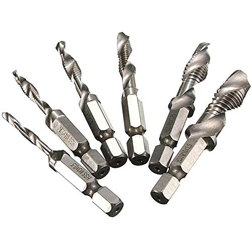 6PCS HSS Drill Tap Countersink Deburr Set - M3 to M10 Metric Combination Drill and Tap Bits for Metalworking, Woodworking & DIY Projects | Perfect for Drilling, Tapping, Countersinking & Deburring
