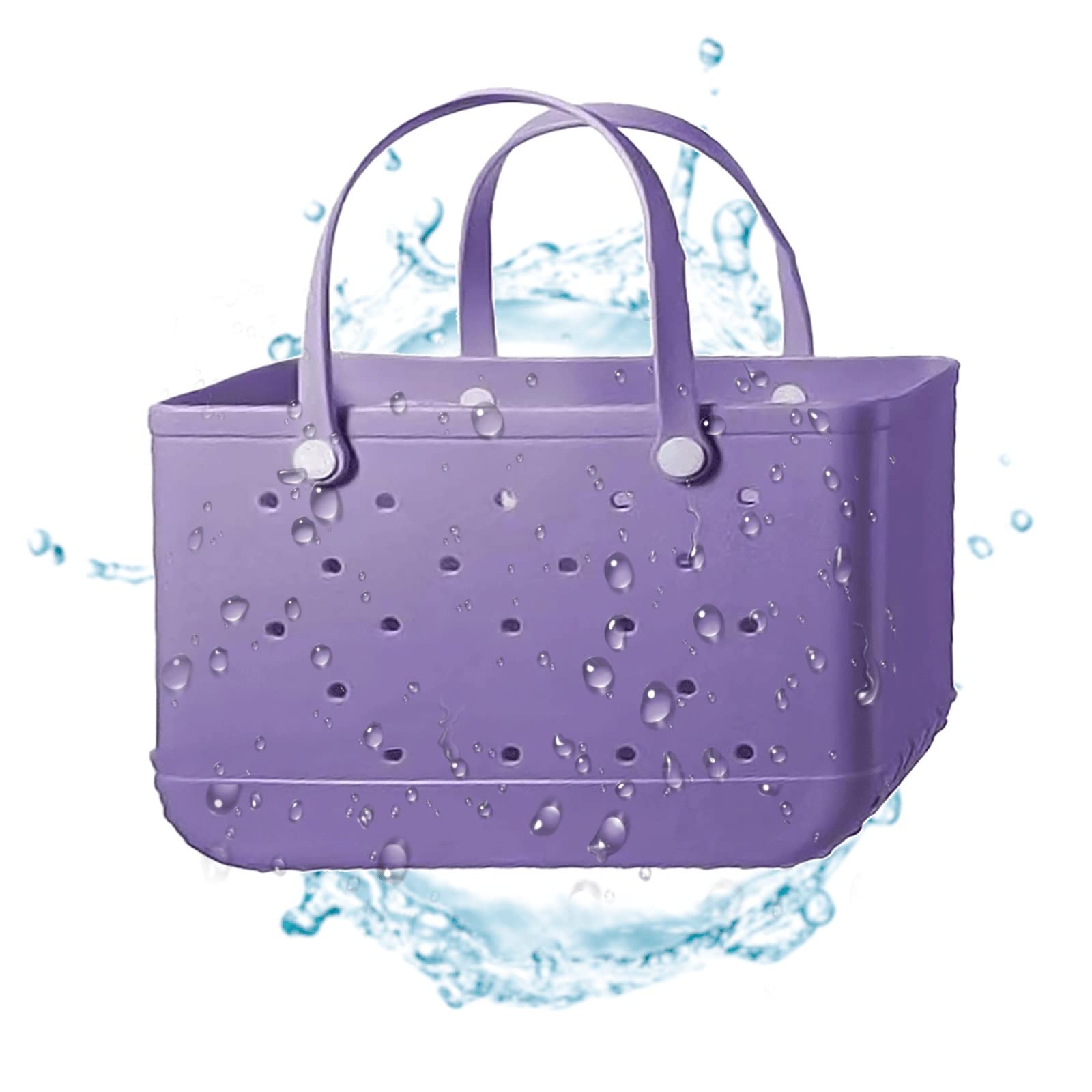 Waterproof Beach Tote Bag - Oversized EVA Travel Tote with Hole Open Design | Durable, Washable & Portable Beach Storage Basket | Perfect for Pool, Gym, Market & Outdoor Activities (Light Purple)