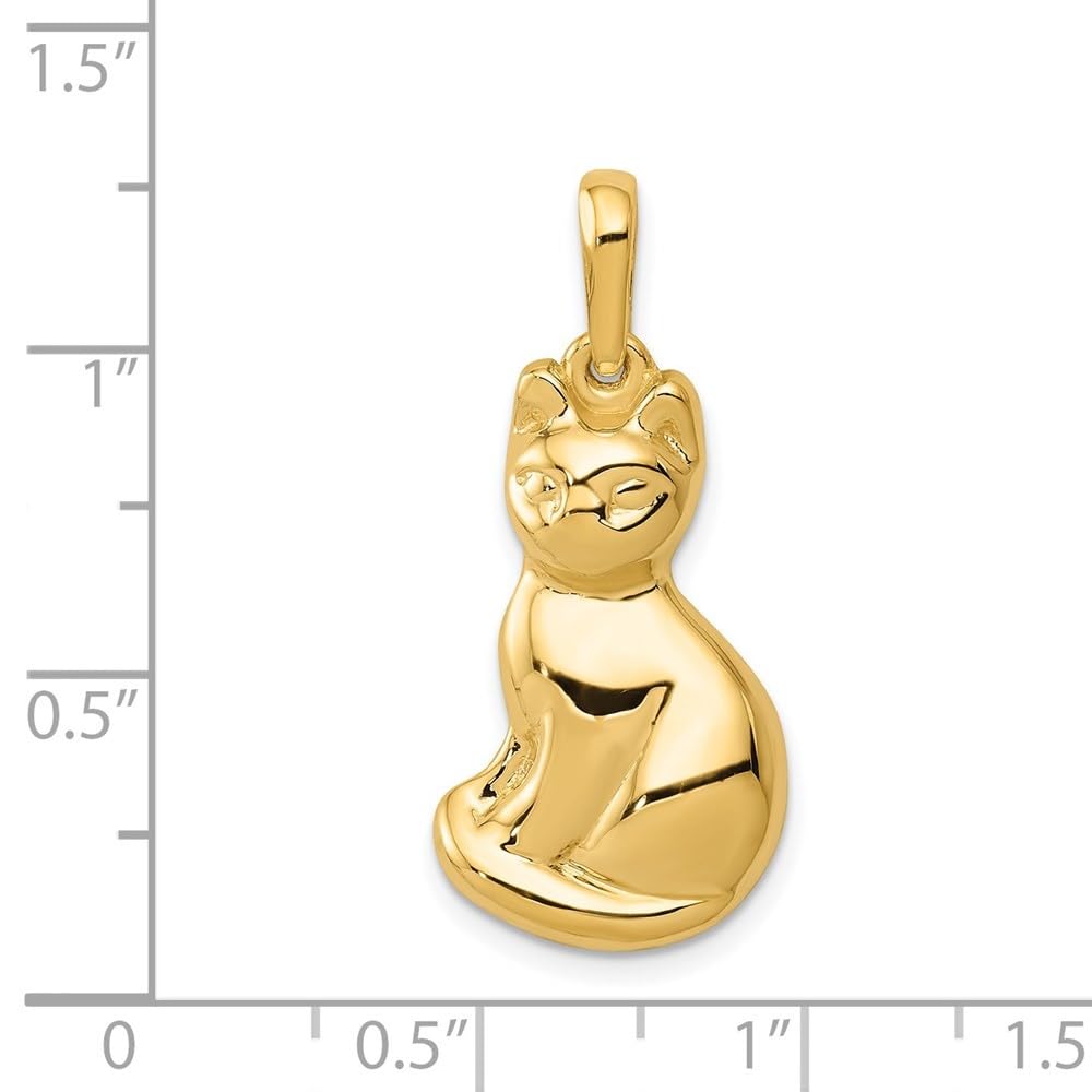 14K Yellow Gold Cat Charm Necklace - Dainty Cat Pendant Jewelry for Women, Perfect Gift for Cat Lovers - Ideal for Everyday Wear, Date Nights & Special Occasions