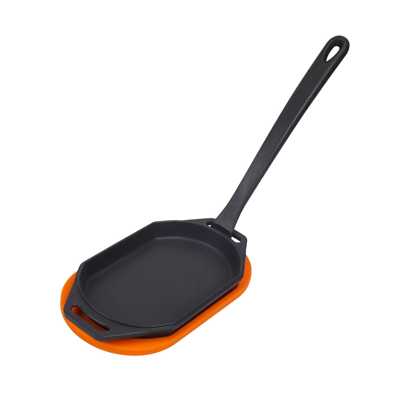 Cast Iron Sizzler Plates for Pizza Oven - Heavy Duty Grizzler Pan with Silicone Mat & Lifting Handle - Perfect for Outdoor/Indoor Pizza Ovens, Camping, BBQ Grilling & Kitchen Use - Ideal for Cooking Steaks, Burgers, Pancakes & More