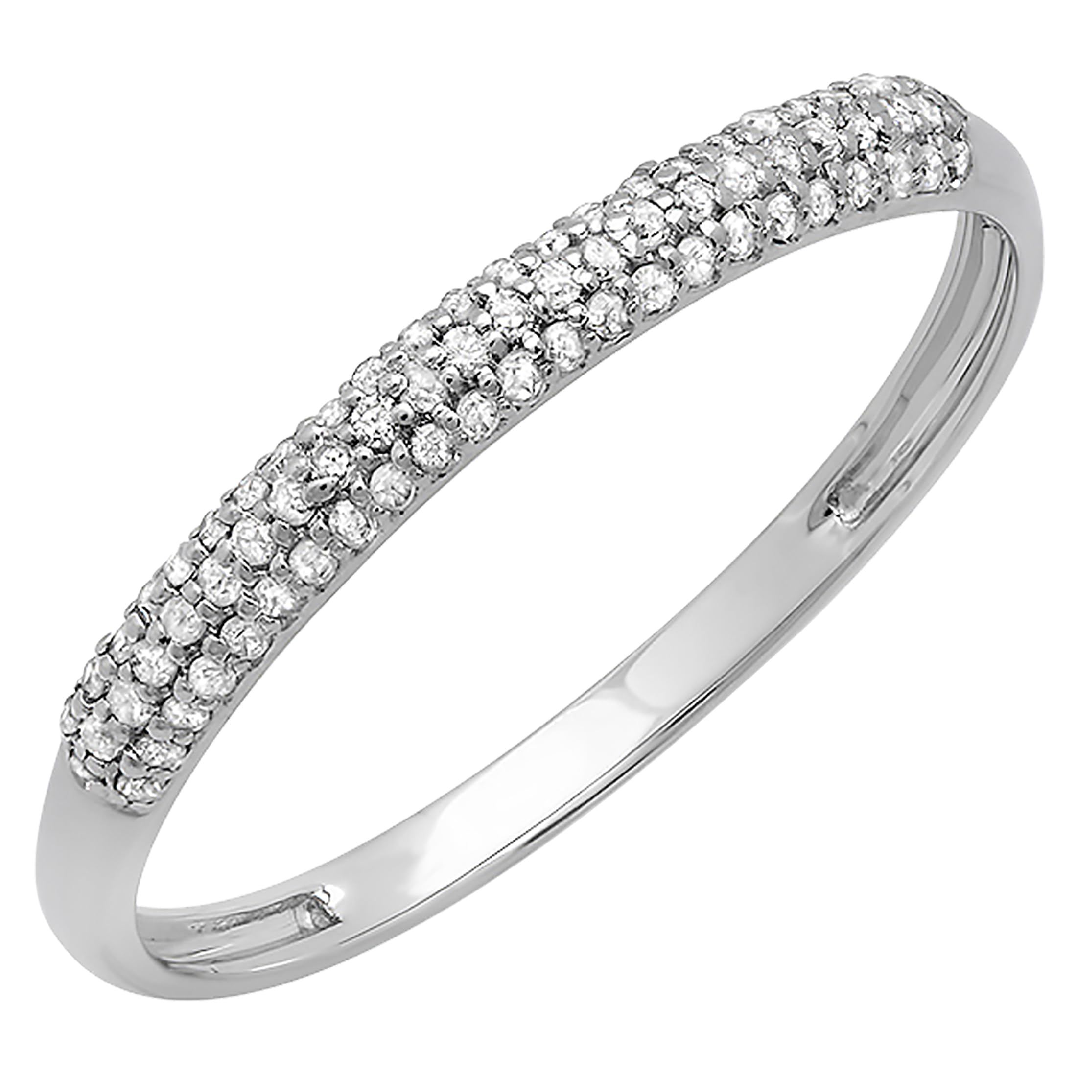 0.16 Cttw 14K Solid Gold Round White Diamond Women's Stackable Wedding Band Ring - Perfect for Bridal, Anniversary, Engagement & Everyday Elegance