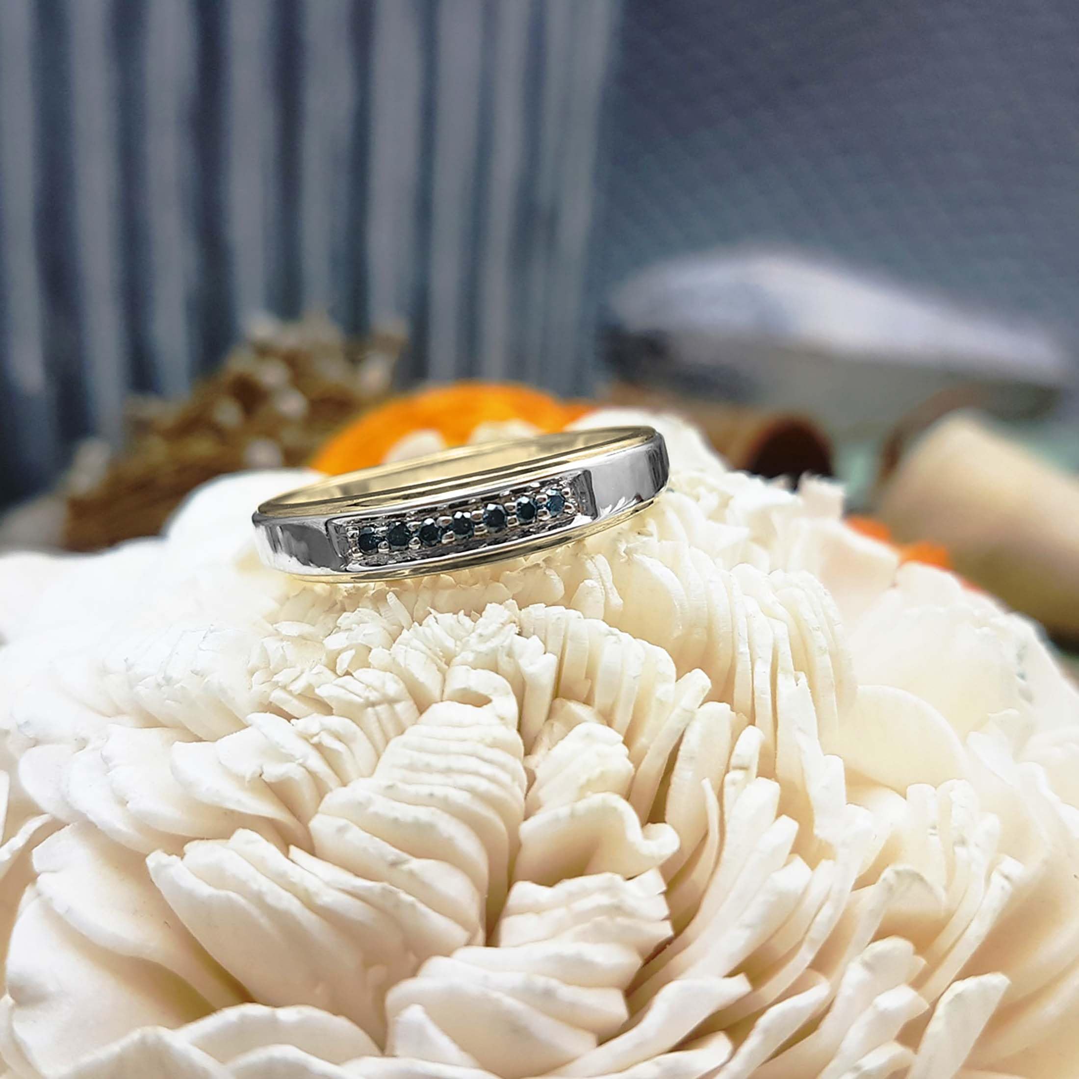 Dazzlingrock Collection 18K Yellow Gold Plated Sterling Silver Round Gemstone or Diamond Seven Stone Men's Wedding Band Ring - Perfect for Engagement, Anniversary & Special Occasions