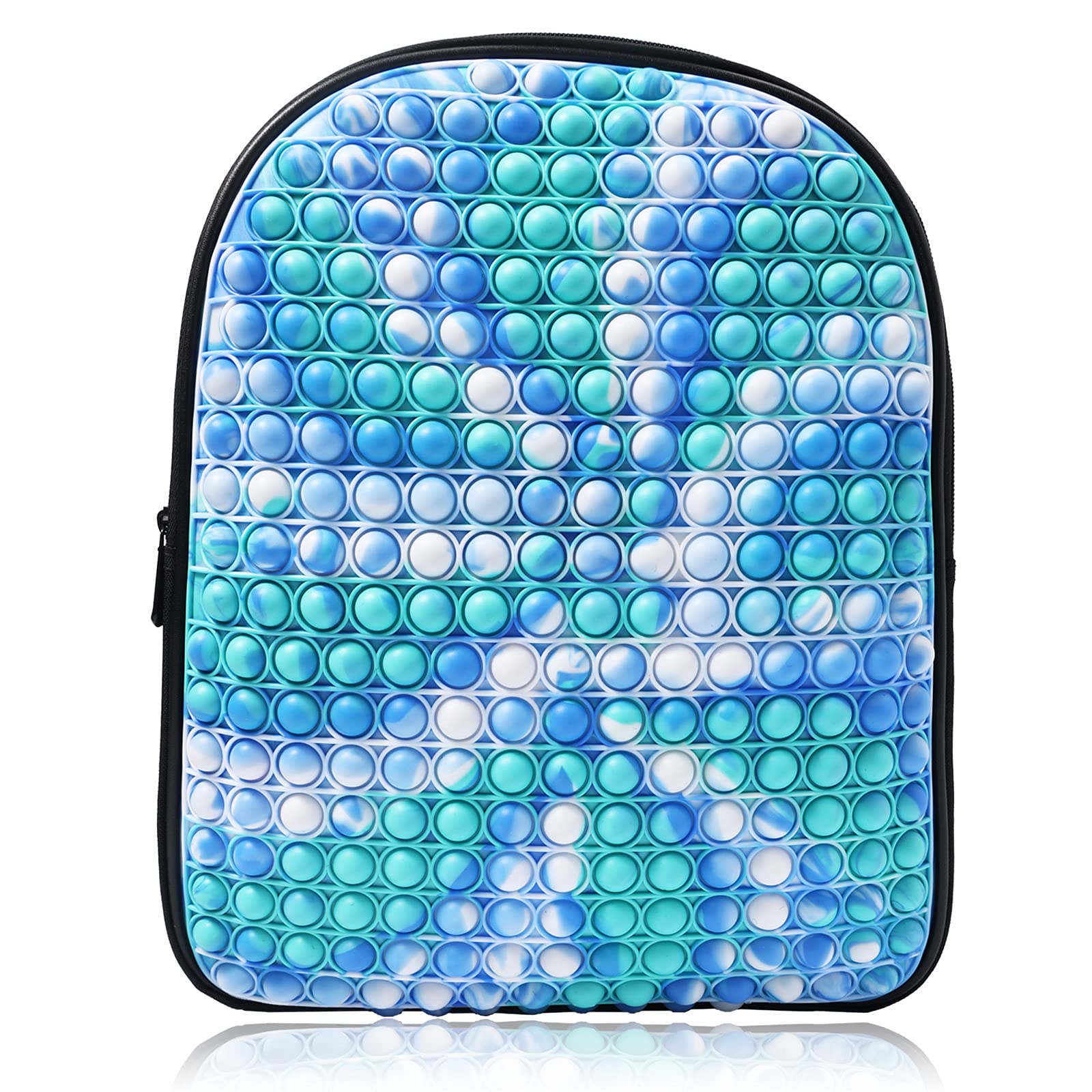 AntAntCryst Fidget Backpack - Pop It Sensory Toy Backpack for Kids, Rainbow Bubble Popper Backpack for Boys & Girls, Tie-Dye Blue Toddler School Bag - Perfect for Stress Relief, Travel & School Supplies