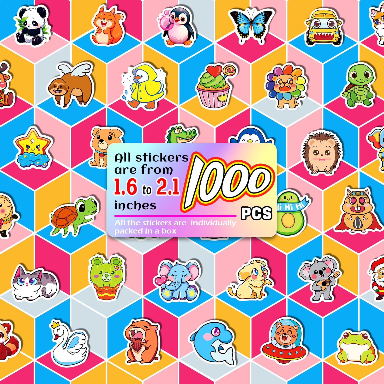 1000 Pcs Waterproof Vinyl Stickers for Kids & Adults - Colorful Bulk Sticker Pack for Water Bottles, Laptops, Scrapbooks | Perfect for School, DIY Crafts, Gifts & Personalization