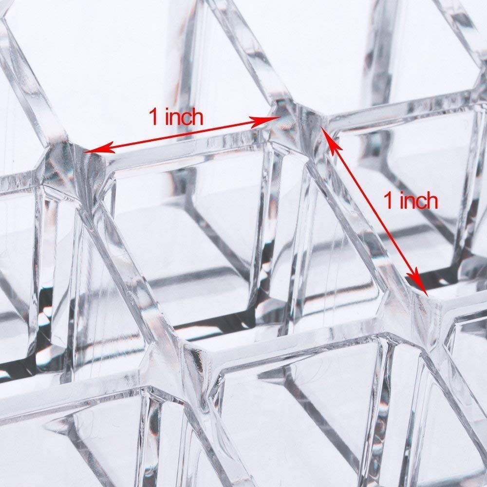 24-Slot Clear Acrylic Lipstick Organizer Stand | Flipco Cosmetic Display Holder for Lipsticks, Makeup Brushes & Small Bottles | Perfect for Vanity, Bathroom & Salon Organization