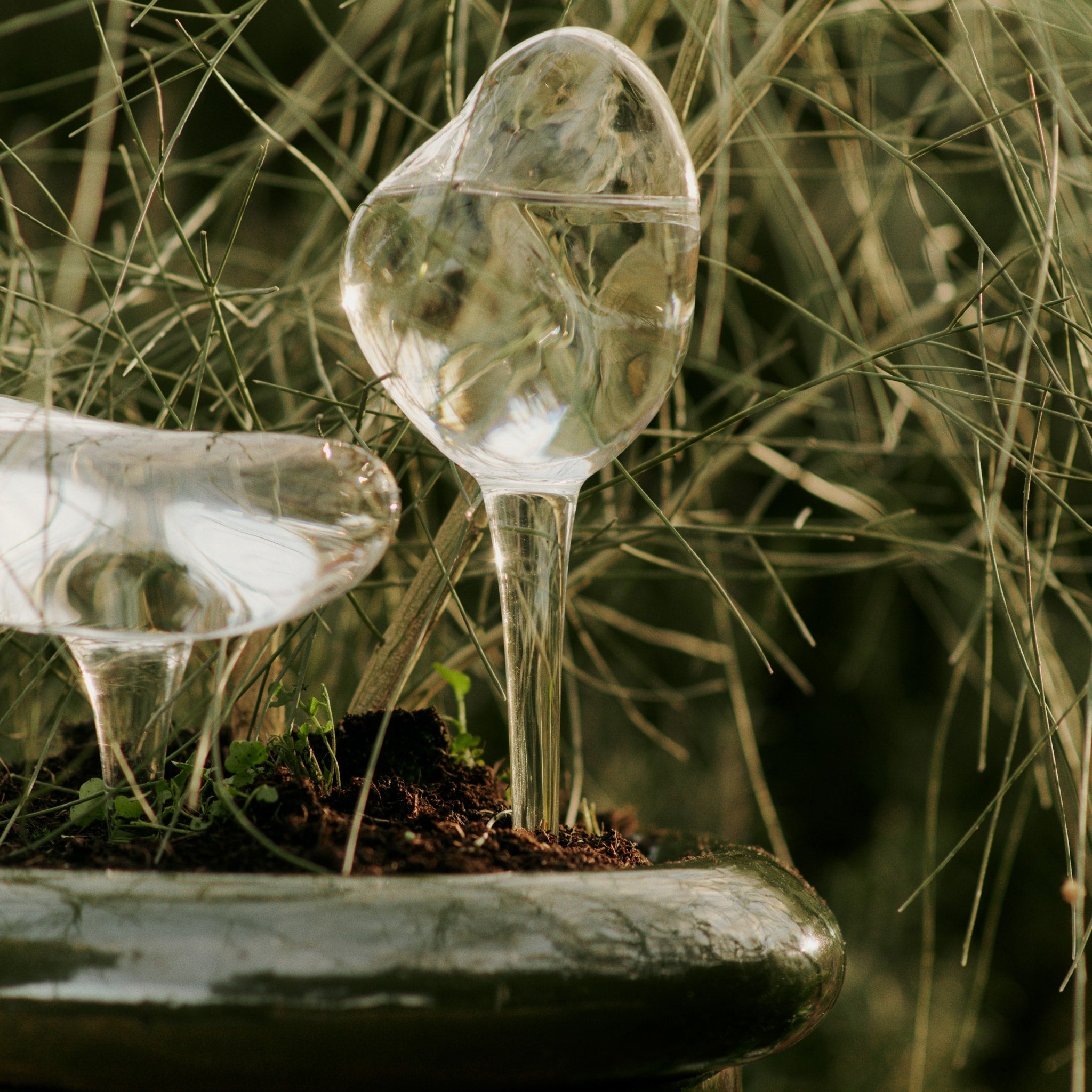 FERM LIVING Mercury Glass Plant Water Globes - Set of 2 Clear Decorative Bulbs for Indoor Plants, Succulents, and Home Decor | Perfect for Living Room, Office, and Gift Giving