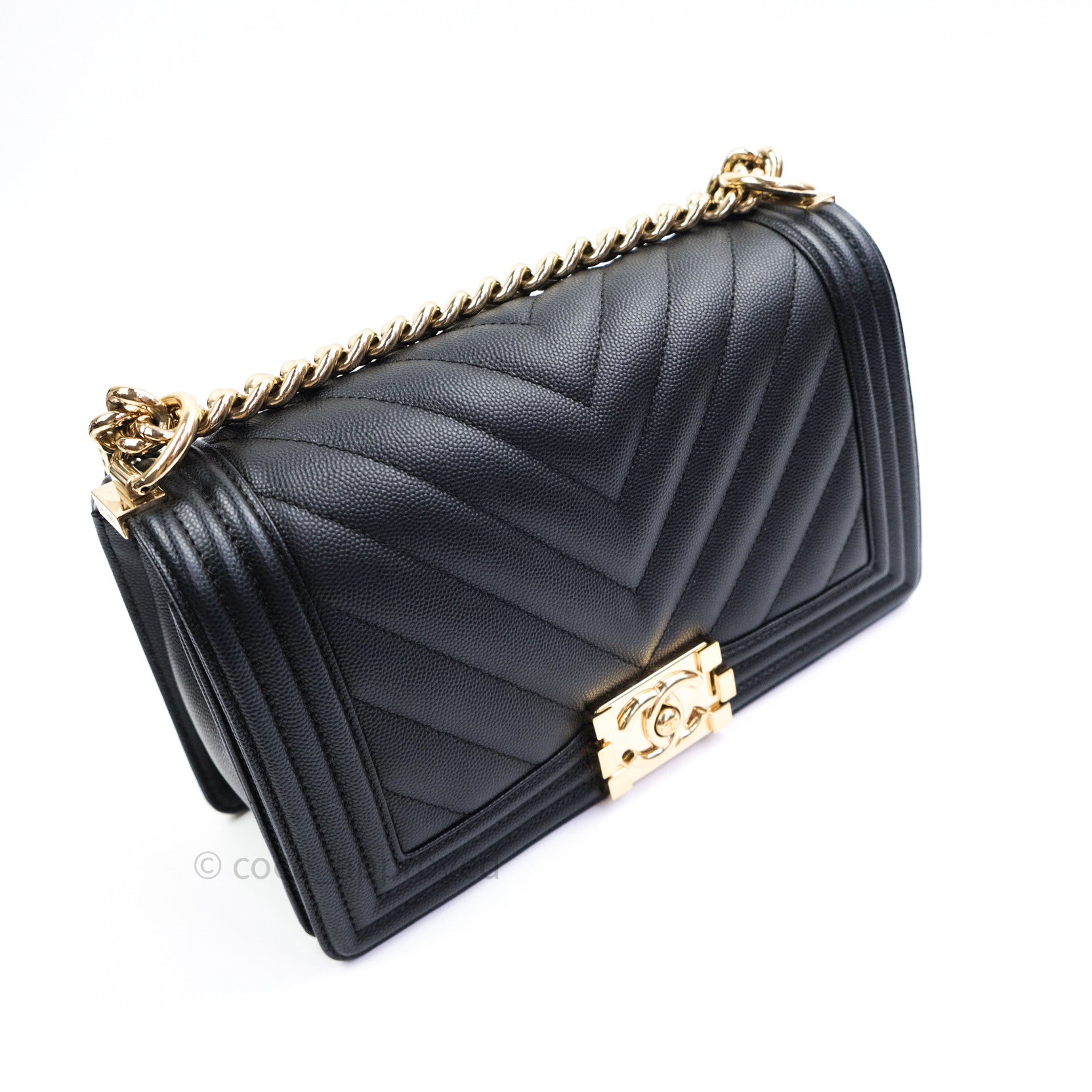 Chanel Boy Chevron Medium Black Caviar Gold Hardware Bag - Luxury Designer Handbag for Women | Perfect for Evening Events, Parties & Special Occasions