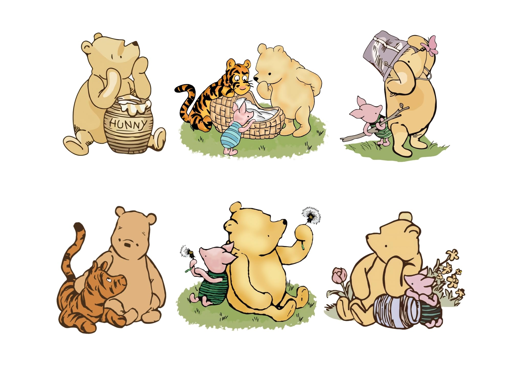 6 PCS Classic Winnie the Pooh Cutouts with Stand - Cute Baby Shower Decorations, Birthday Party Centerpieces, Yard Signs for Outdoor & Indoor Decor - Perfect for Baby Showers, Birthdays, and Themed Parties