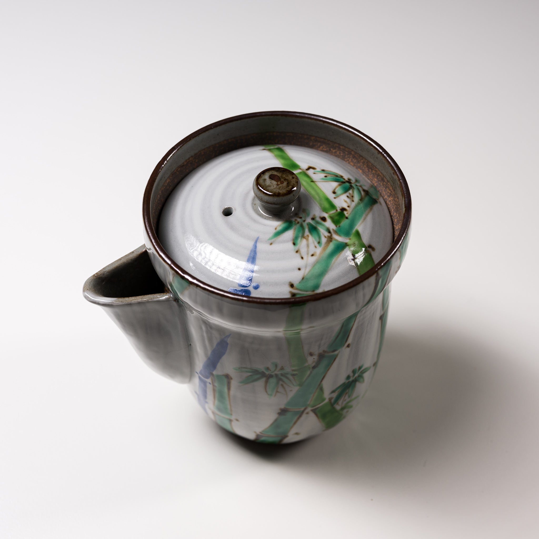 Handmade Kyo Kiyomizu Ware Hohin Teapot with Bamboo Handle - Authentic Japanese Ceramic Teapot for Matcha, Sencha & Green Tea Brewing - Perfect for Tea Ceremonies & Home Tea Time