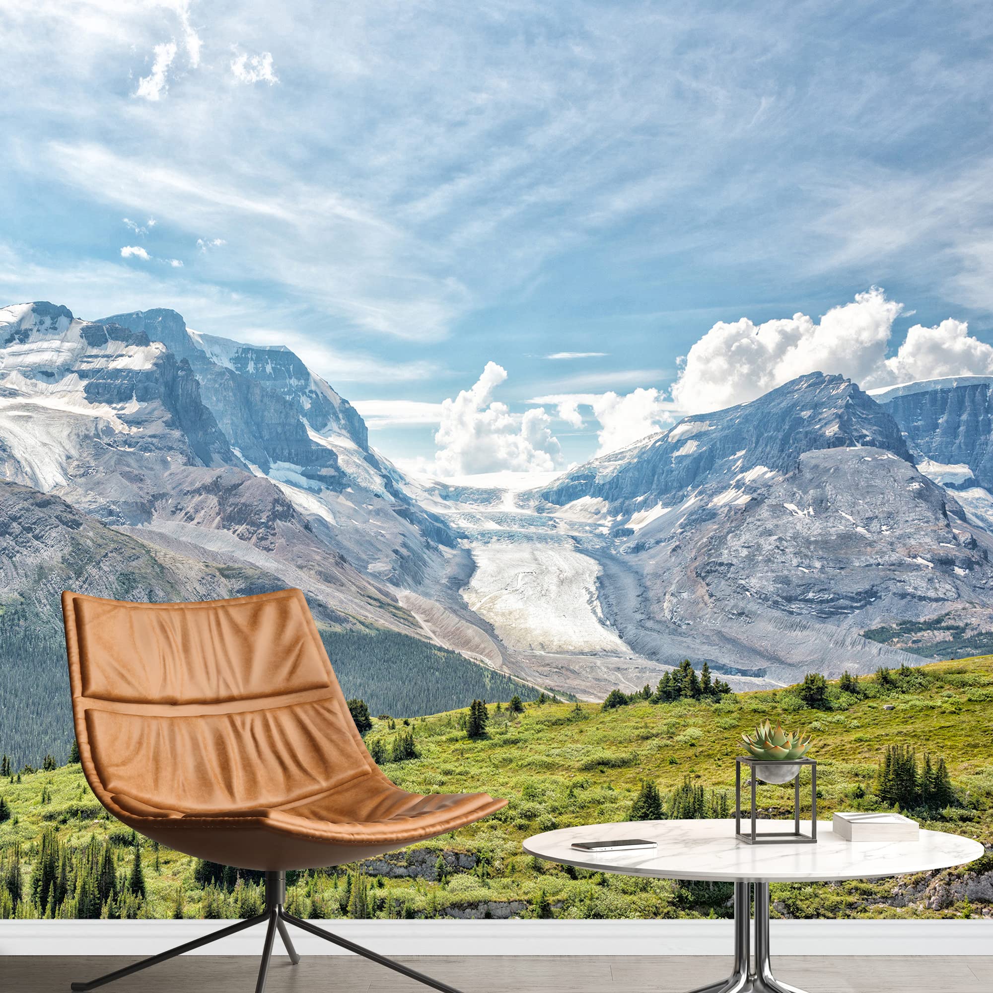 Vibrant Sunshine Mountain Range Valley Wall Sticker - Removable Nature Wilderness Photography Mural for Living Room, Bedroom, Office Decor - 66x96 Inches - Rustic Farmhouse & Country Style Home Decoration (Perfect for Accent Walls, Nursery, Dorm, or Workspace)