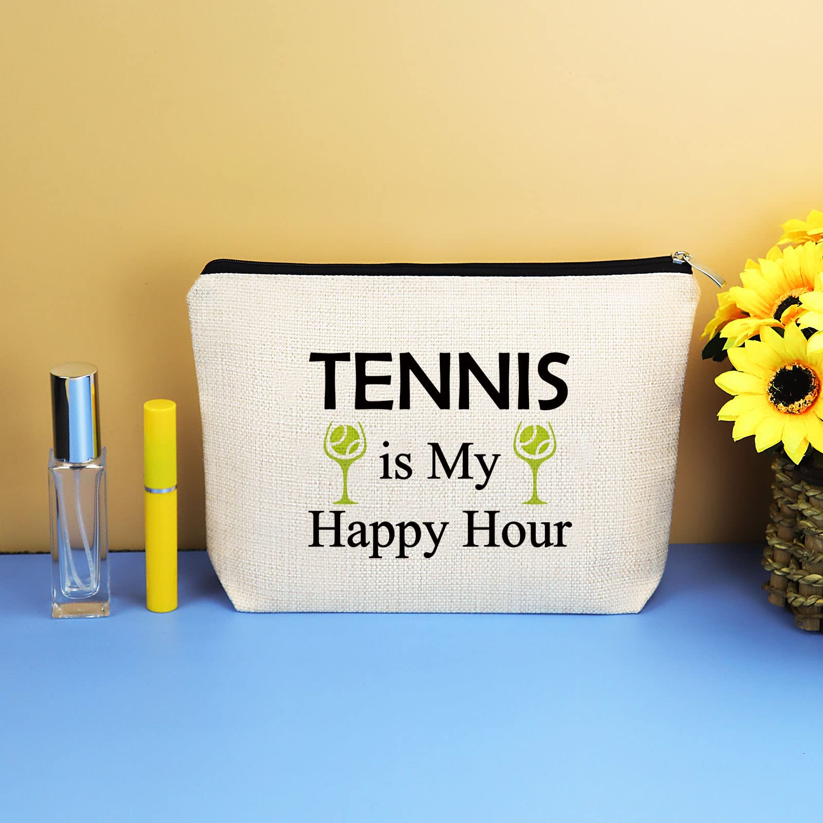 Tennis Gifts for Women - Premium Cosmetic Makeup Bag for Tennis Players, Coaches & Lovers - Perfect Birthday, Christmas Gift for Friends & Coworkers - Travel Pouch for Tennis Team & Sports Enthusiasts