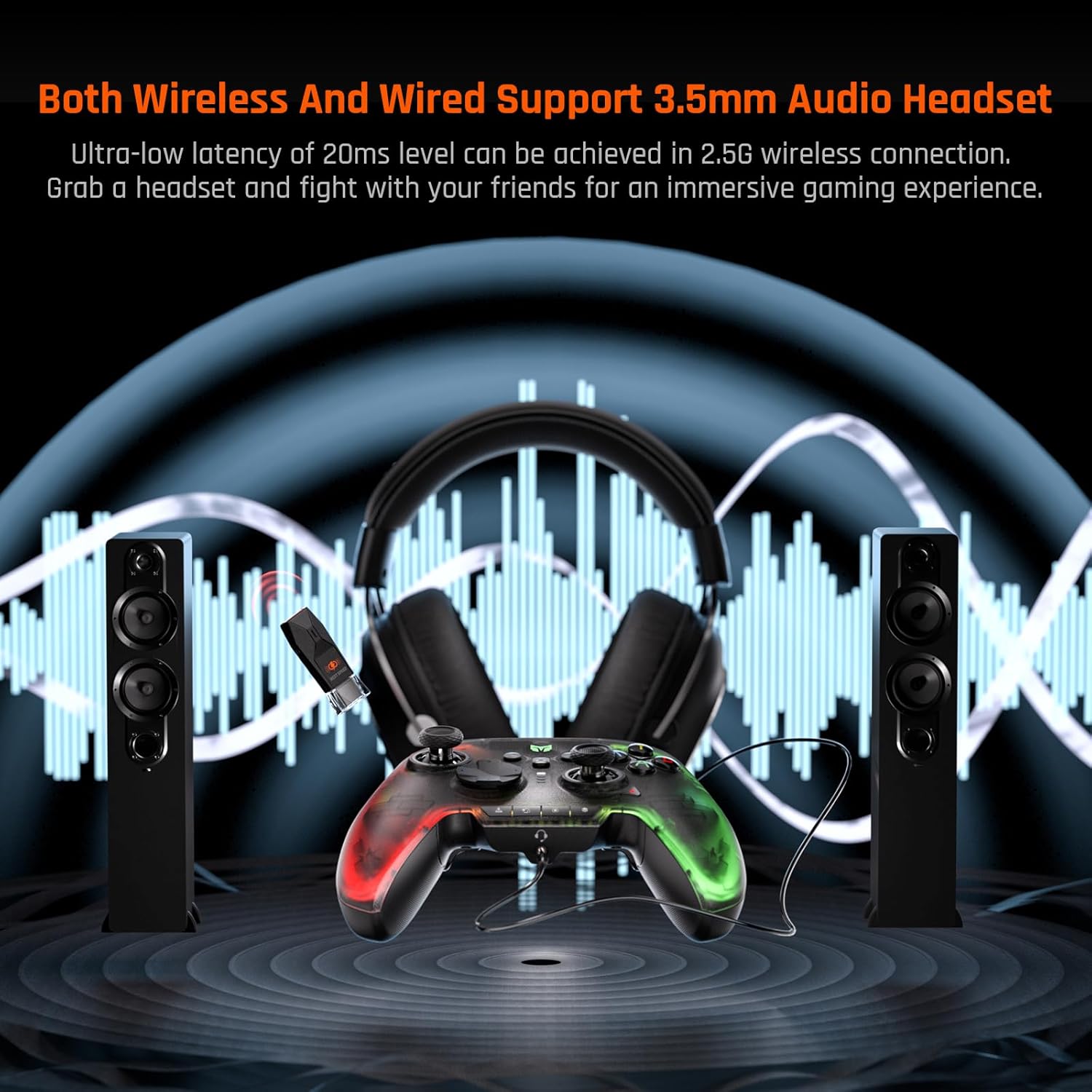 BIGBIG WON Rainbow 2 Pro Wireless Gaming Controller for PC, PS4, PS5, Switch - Ergonomic Design, RGB Lighting, Long Battery Life - Perfect for Multiplayer Gaming & Streaming