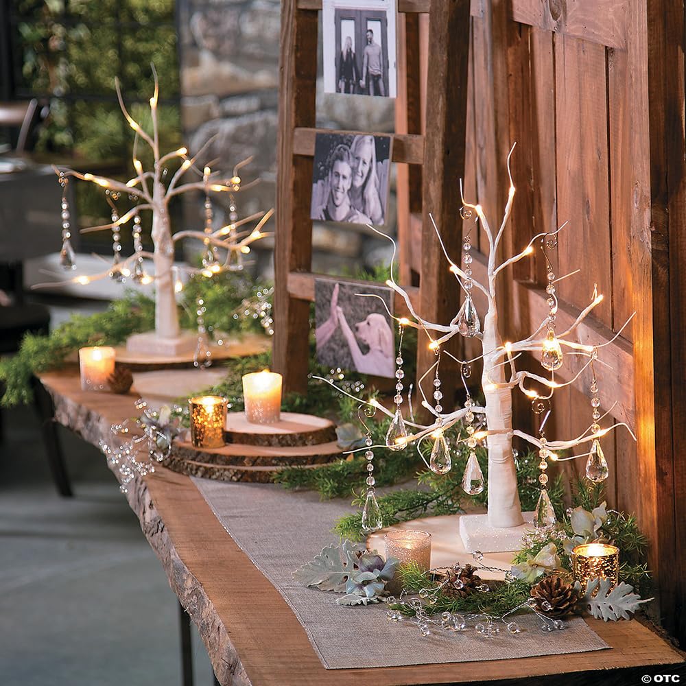 19-Inch White LED Plastic Tabletop Tree for Home Decor, Outdoor Lighting, Weddings & Events – Elegant Decorative Accent for Parties, Holidays & Special Occasions