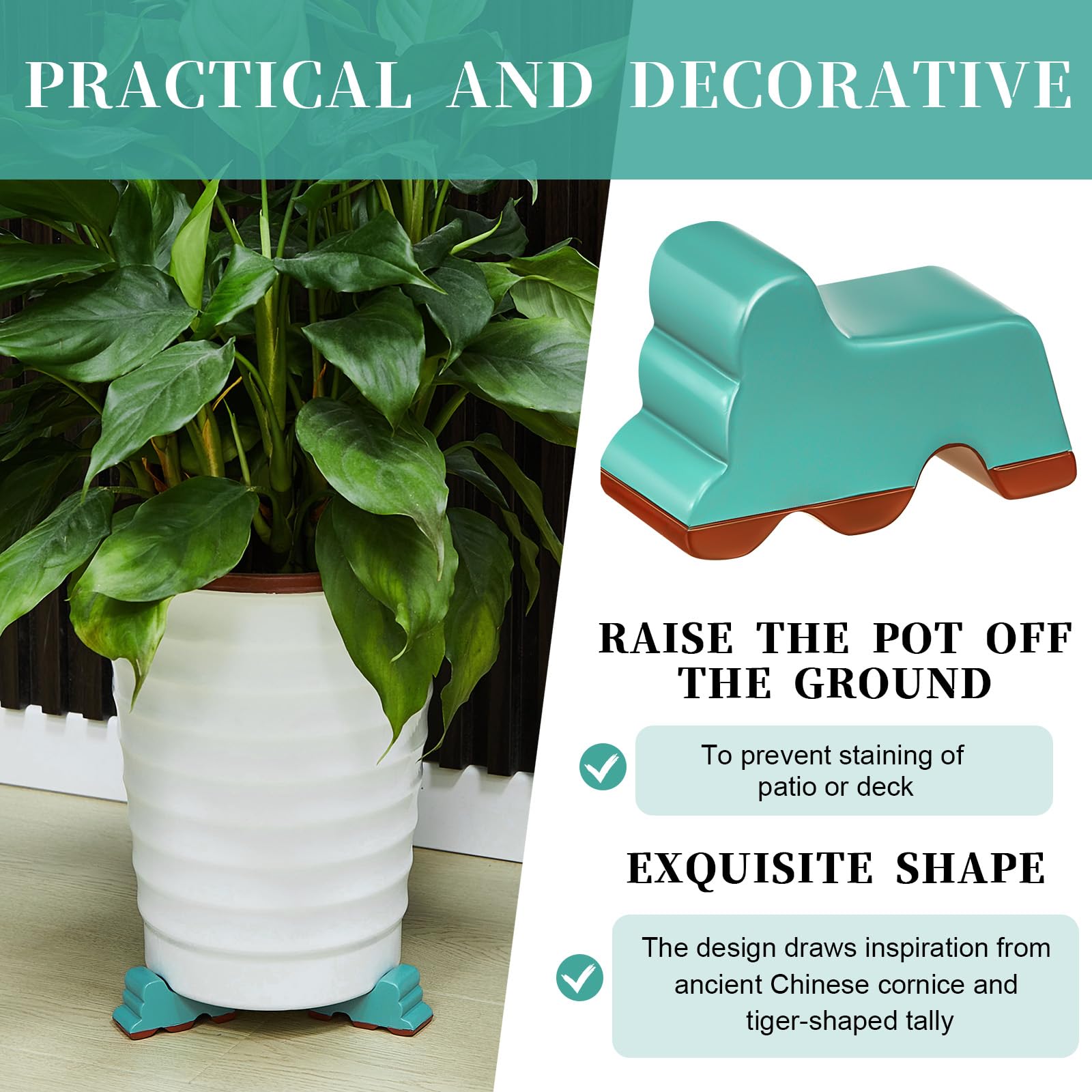 Kigeli 6-Piece Pot Feet - Handmade Frost-Proof Flower Pot Risers & Elevators (3