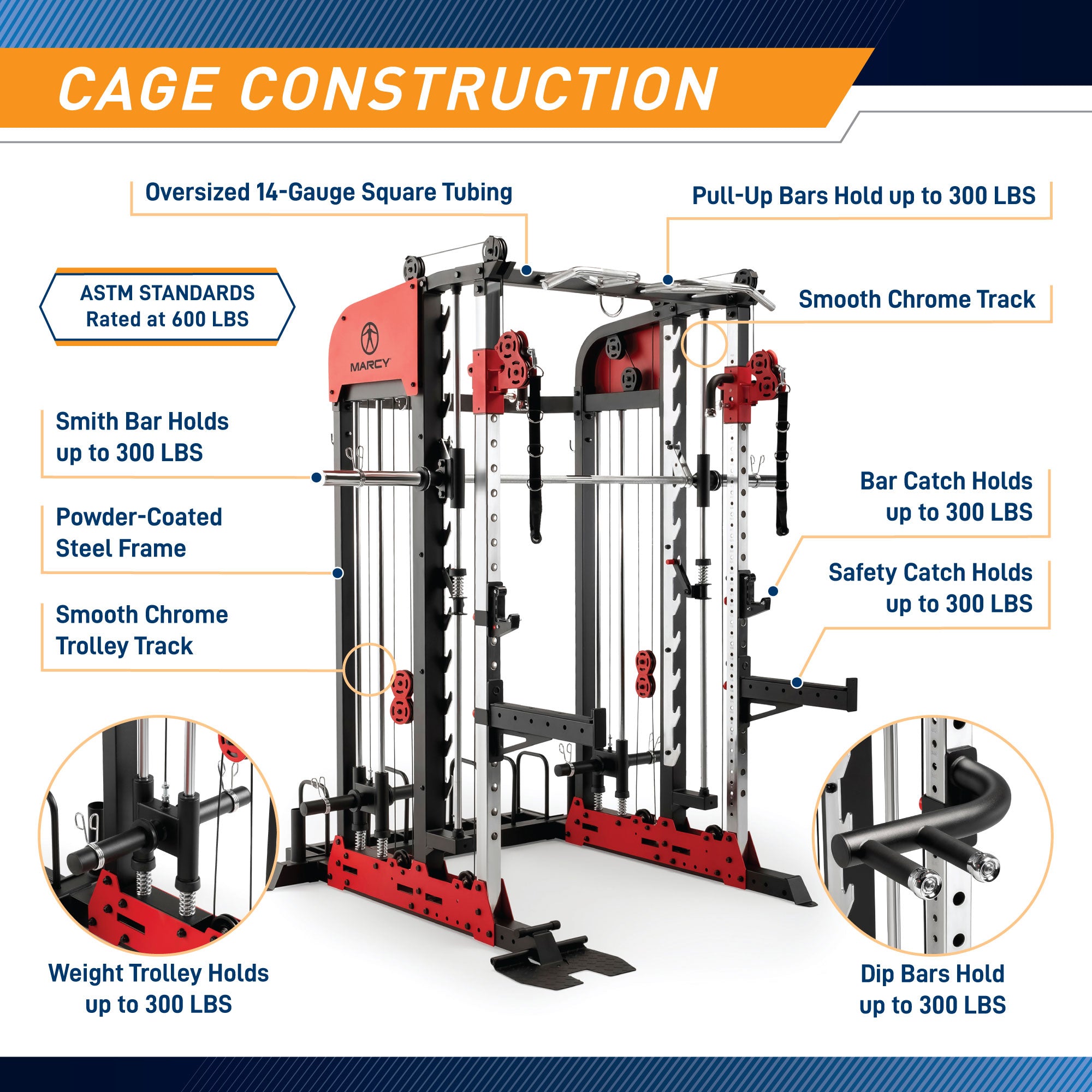 Marcy SM 7553 Deluxe Smith & Squat System - Home Gym Equipment for Strength Training & Weight Lifting - Perfect for Home Workouts & Fitness Enthusiasts