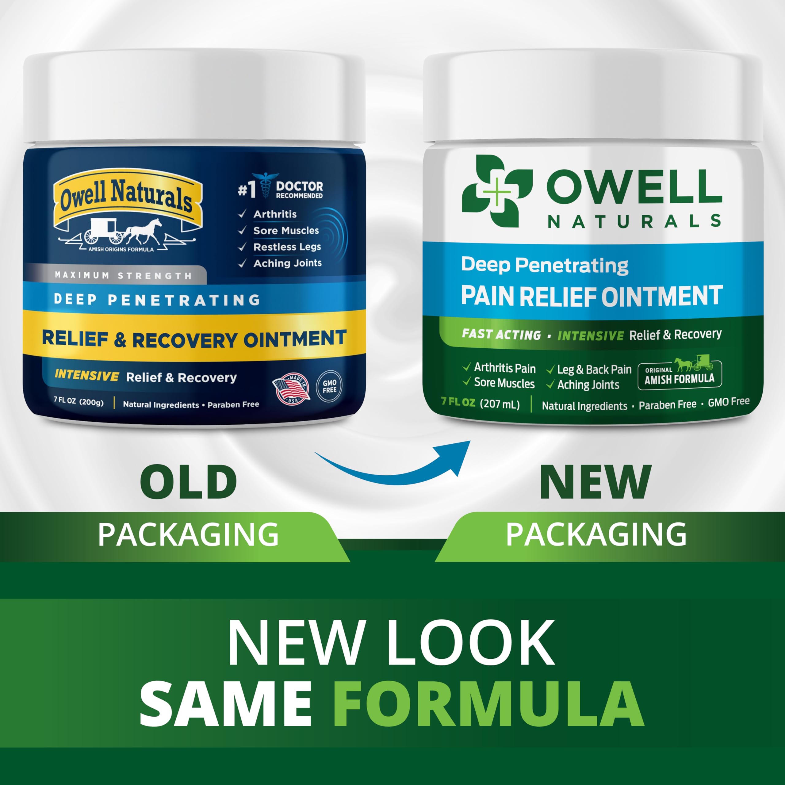 OWELL NATURALS Maximum Strength Pain Relief Ointment - 3.5 oz 2 Pack | All-Natural Joint & Muscle Discomfort Cream for Knee, Back, Neuropathy | Fast-Acting Formula with 5 Powerful Herbal Ingredients | Perfect for Post-Workout Recovery & Chronic Pain Management
