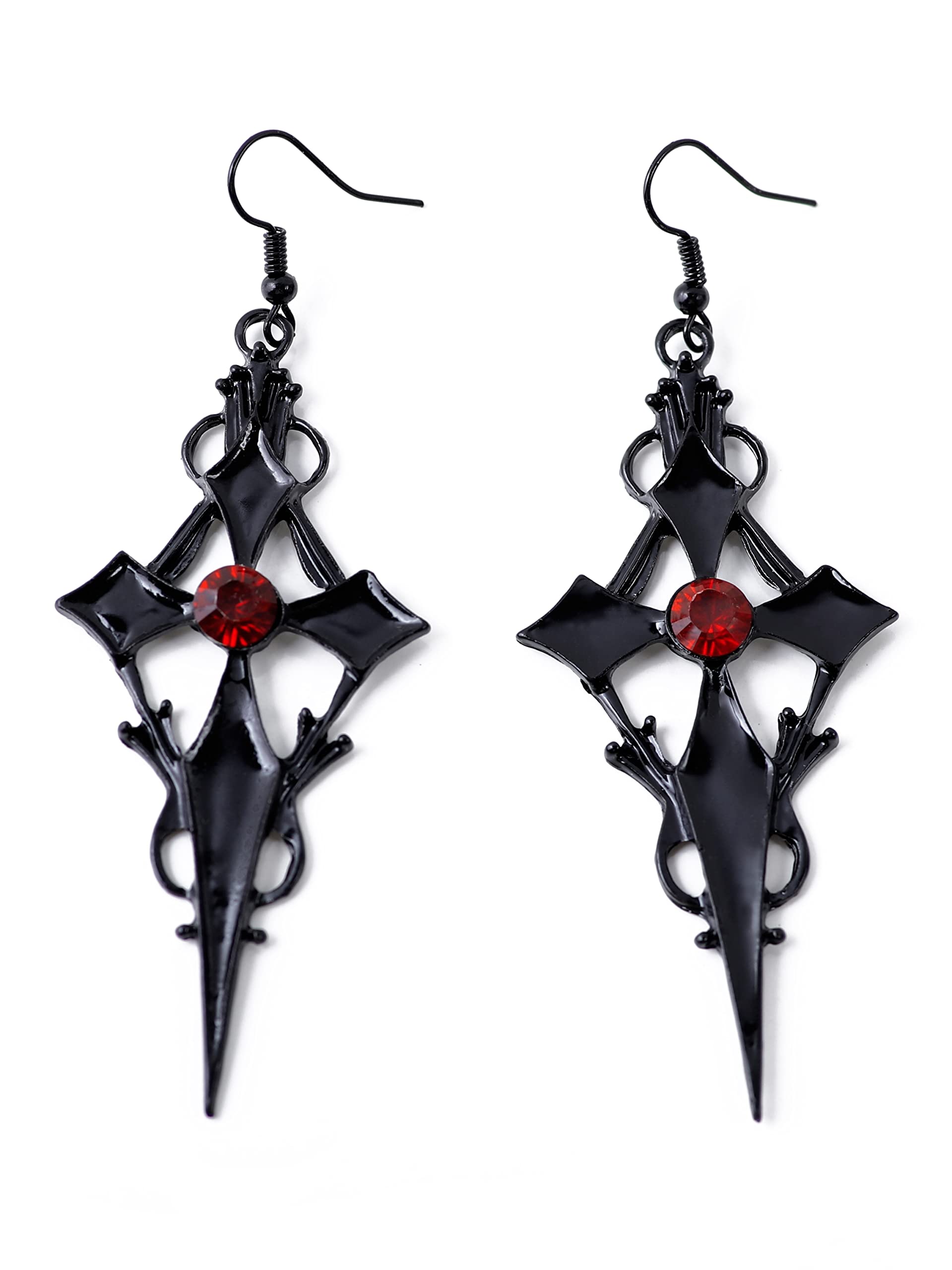Gothic Black Cross Earrings for Women - Punk Grunge Emo Jewelry - Gothic Christmas Gift for Her - Perfect for Halloween, Concerts, and Alternative Fashion