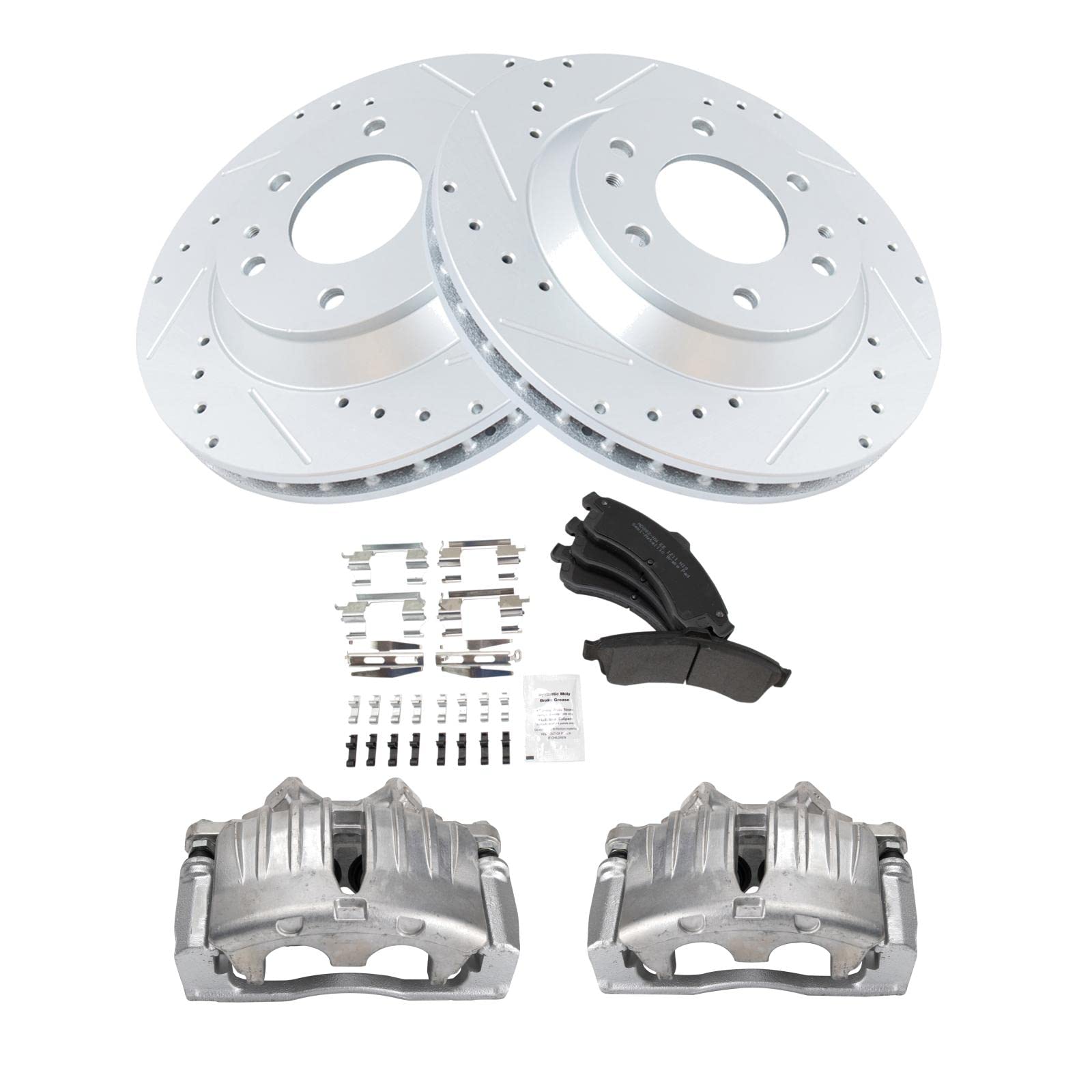 TRQ Front Performance Brake Pad & Rotor Kit - Semi-Metallic Vented, G-Coated - Compatible with 2004-2005 Isuzu Ascender - Perfect for Off-Roading, Towing & High-Performance Driving