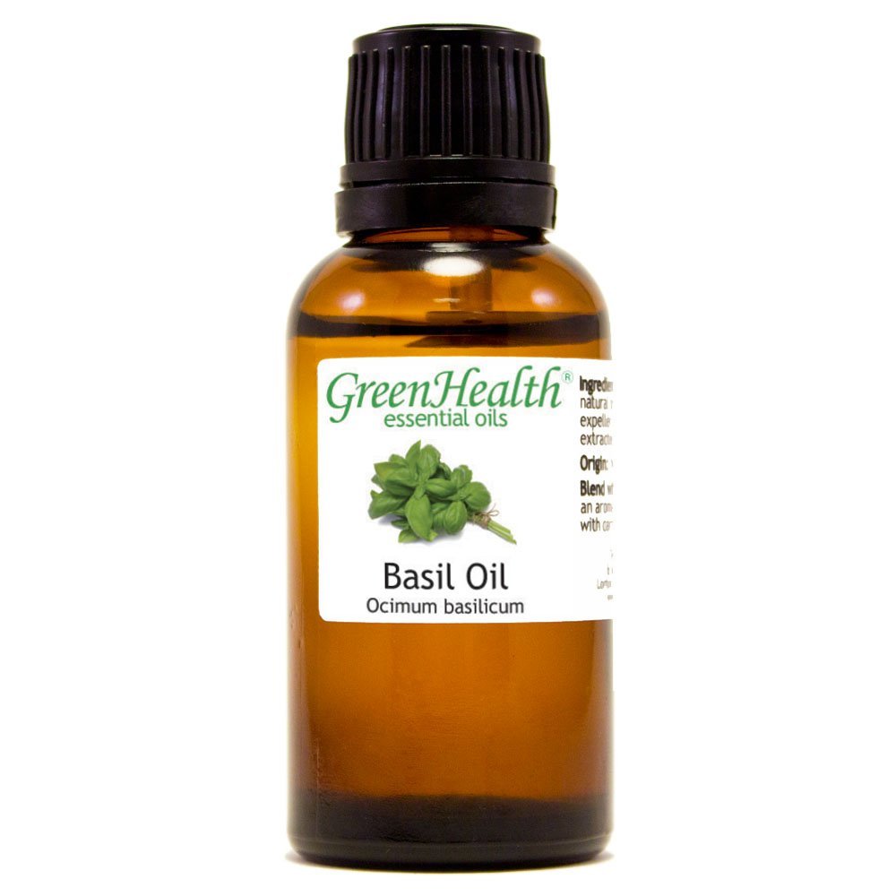 100% Pure Basil Essential Oil - 1oz Bottle - Aromatherapy, Stress Relief & Hair Care - Greenhealth - Perfect for Diffusers, Massage & DIY Skincare