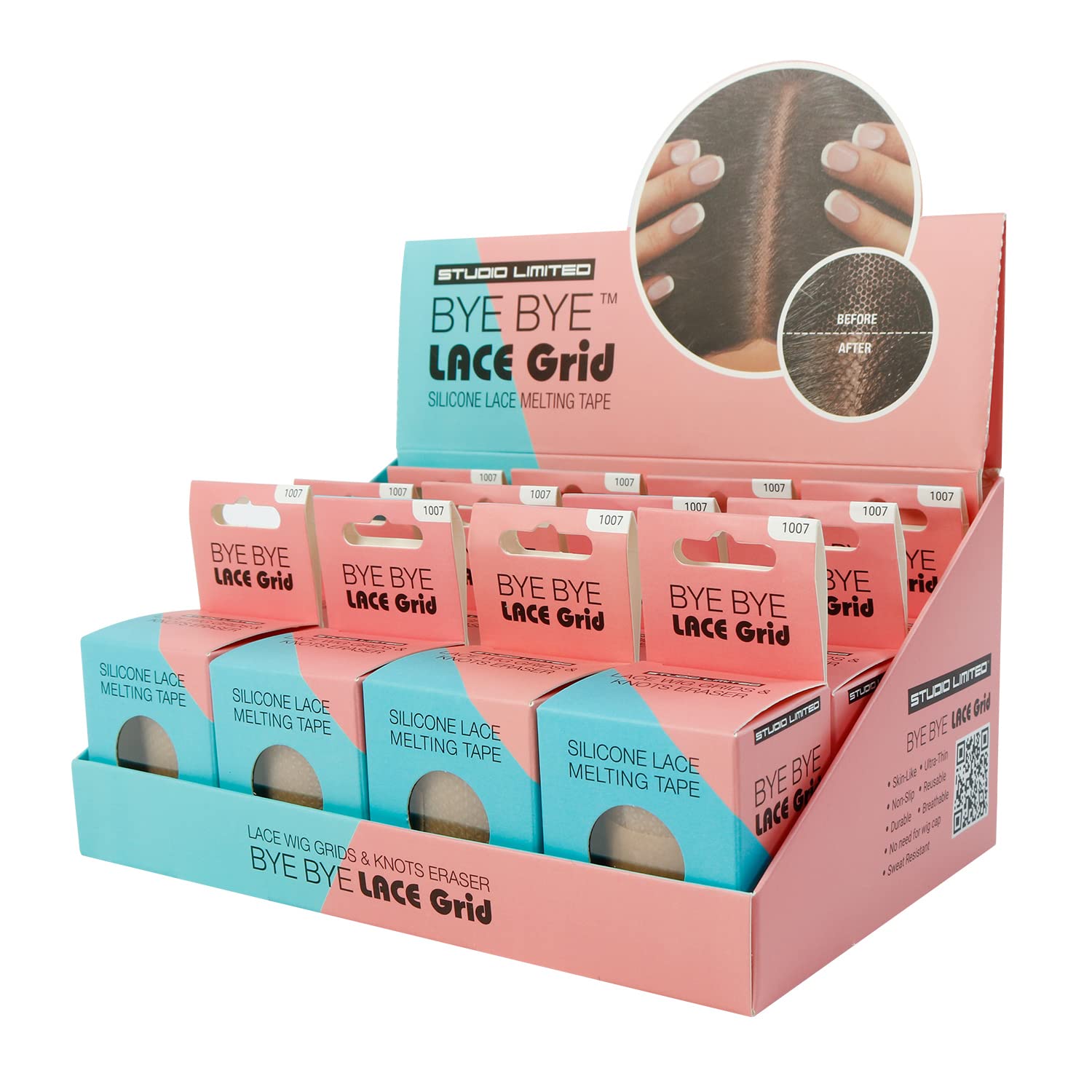 STUDIO LIMITED Silicone Melting Tape for Lace Wigs - Erases Grids & Knots, Breathable, Reusable, Non-Slip, Ultra-Thin, Skinlike Cover (Natural, 12 Packs) - Perfect for HD Lace Wig Installation & Natural Hairline Concealment