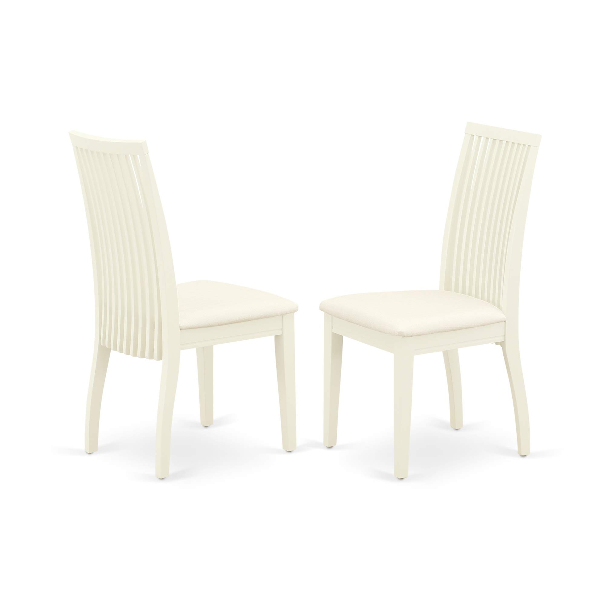 East West Furniture WEIP5-WHI-C 5-Piece White Linen Dining Set with Extendable Table & 4 Upholstered Chairs, 42x60 Inch - Perfect for Small Kitchens, Breakfast Nooks & Cozy Family Meals
