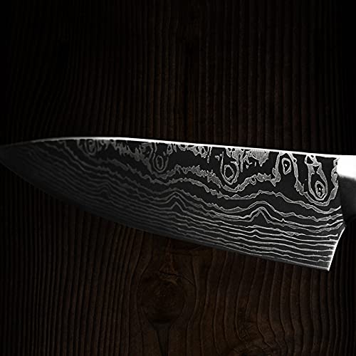 Premium Damascus Steel Knife Set - 5-Piece Professional Chef Knives with Laser Etched Pattern | 5Cr15MoV Stainless Steel Kitchen Cutlery Set for Cooking, Slicing & Food Prep | Ideal for Home Chefs & Culinary Enthusiasts