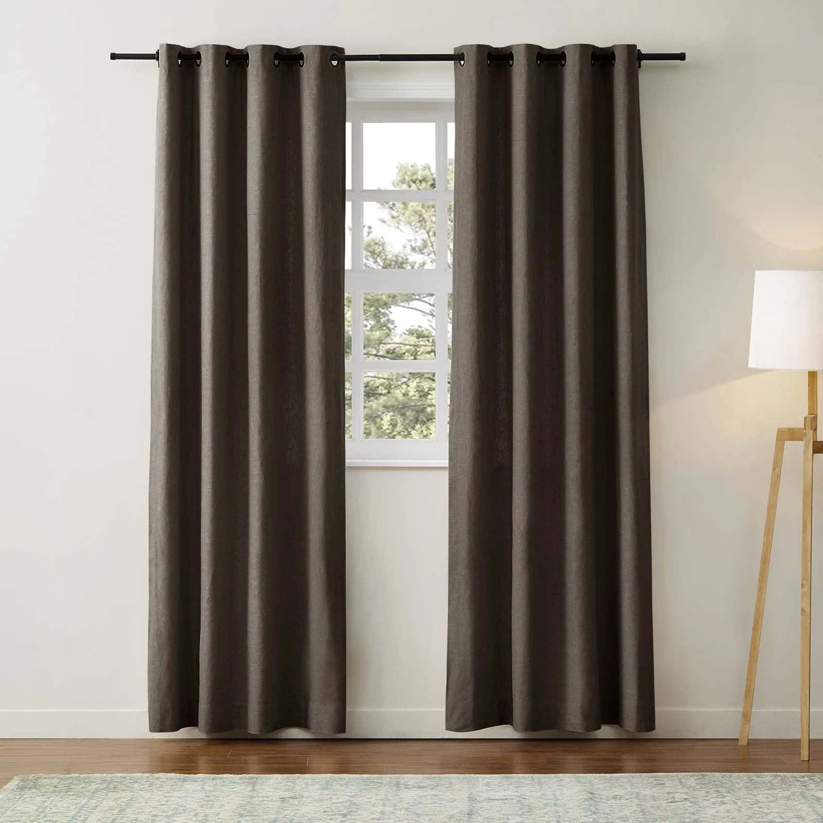 Luxury Linen Cotton Grommet Curtains for Living Room & Bedroom - Blackout Drapes with Metal Rings, Home Decor Window Treatments (52x84 Inch)