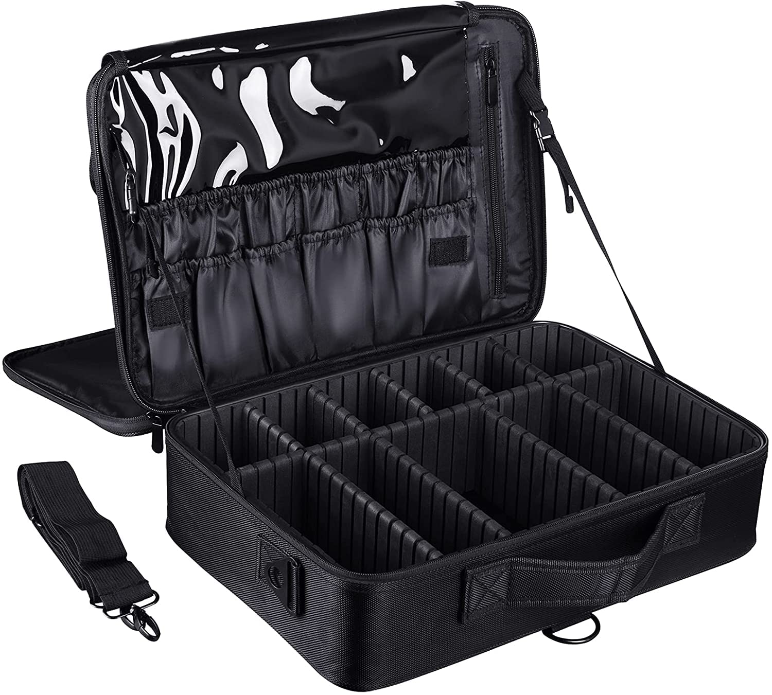 Professional Makeup Train Case - Large Waterproof EVA Cosmetic Organizer with Adjustable Dividers | Portable Makeup Storage Bag for Women & Girls | Perfect for Travel, Salon Artists & Daily Beauty Routines