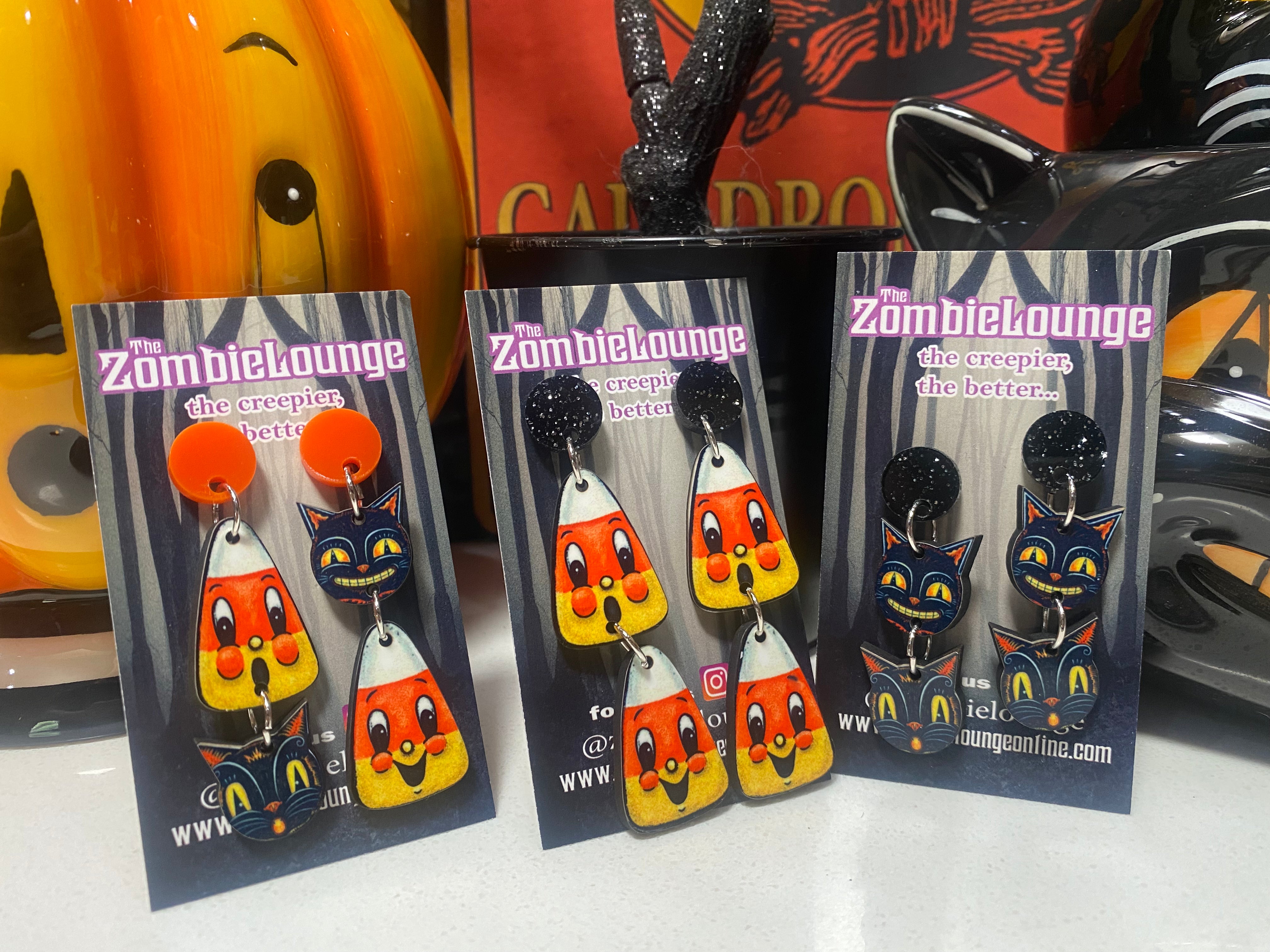 Johanna Parker Design Halloween Hanging Earrings - Spooky Dangle Earrings for Women | Witch, Bat & Pumpkin Jewelry | Perfect for Halloween Parties & Costume Accessories