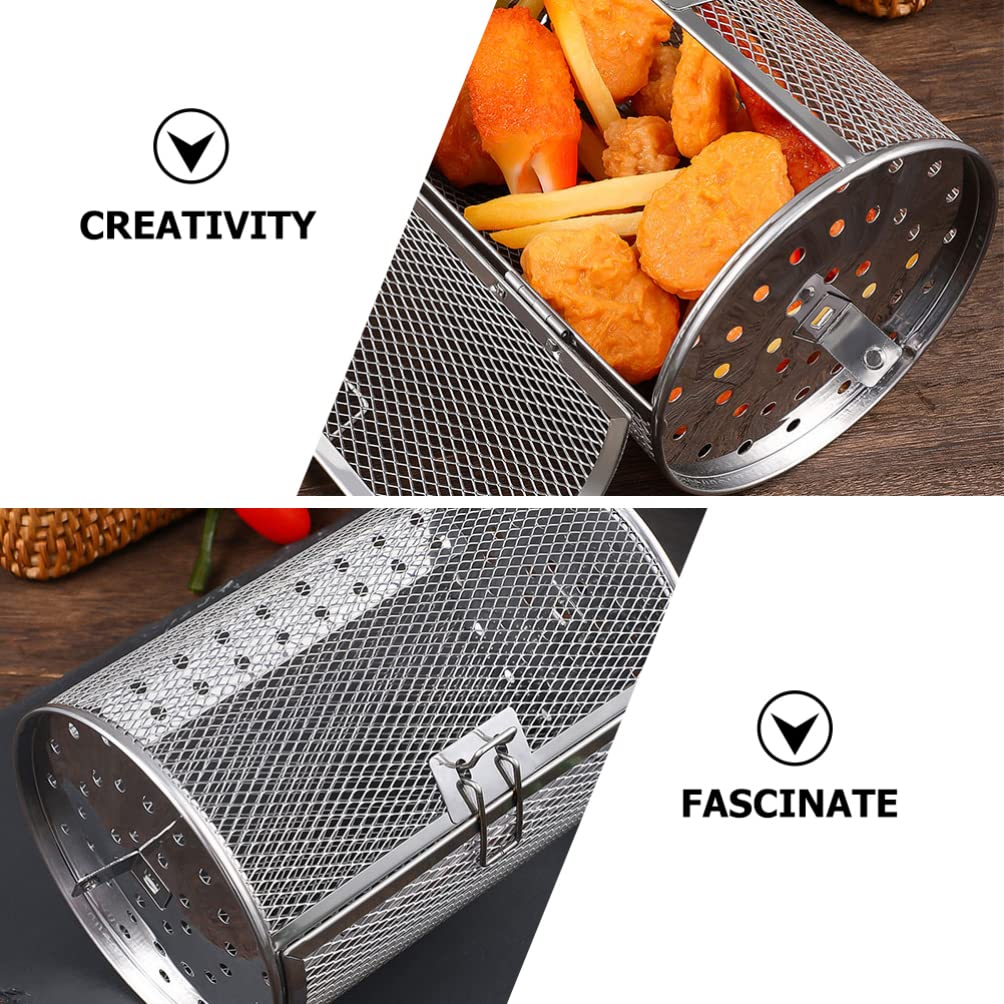 Stainless Steel Rotisserie Grill Roaster Drum & Air Fryer Basket - Oven Rack for Peanuts, Nuts, Coffee Beans, BBQ - Perfect for Home Kitchen, Camping & Outdoor Cooking