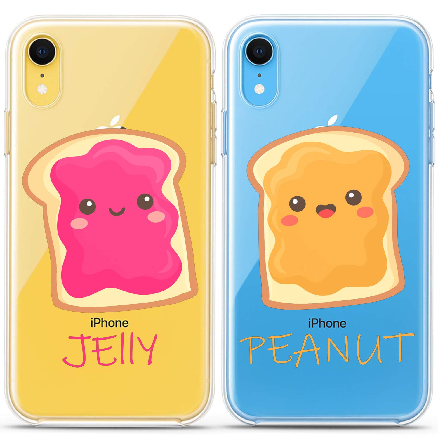 **Matching Couple Phone Cases for iPhone 16/15/14/13/12/11 Pro Max/Mini/Xs/X/6s/8 Plus/7/Xr/10/SE/5 - Cute Jelly Peanut Toast Pink Silicone Cover - Perfect Gift for Anniversary, Girlfriend & Best Friend - Fun & Kawaii Design for Everyday Use**