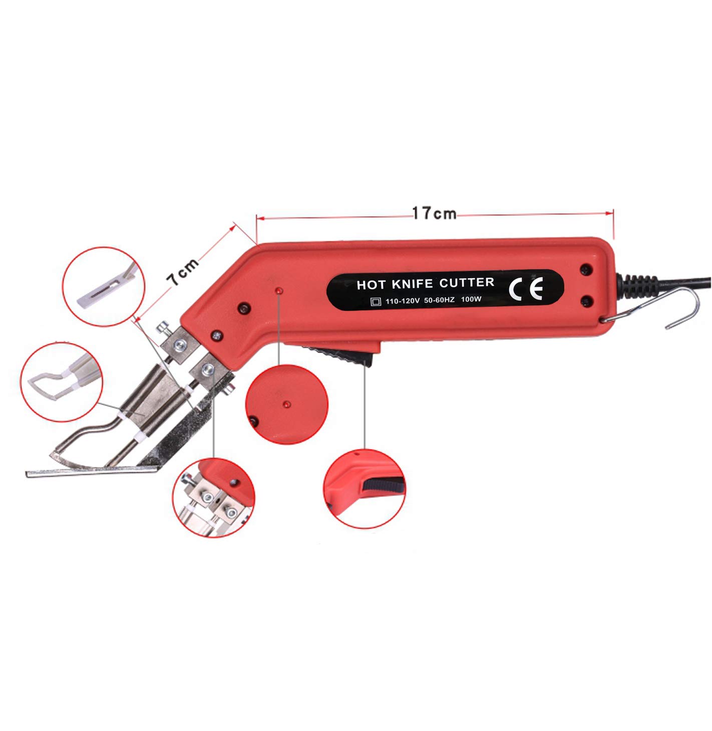 Professional Handheld Hot Knife Fabric Cutter - Electric Heat Sealer for Rope, Cloth & Synthetic Materials | Precision Cutting Tool with Adjustable Temperature & Cutter Foot | Perfect for DIY Crafts, Upholstery & Marine Rope Repair