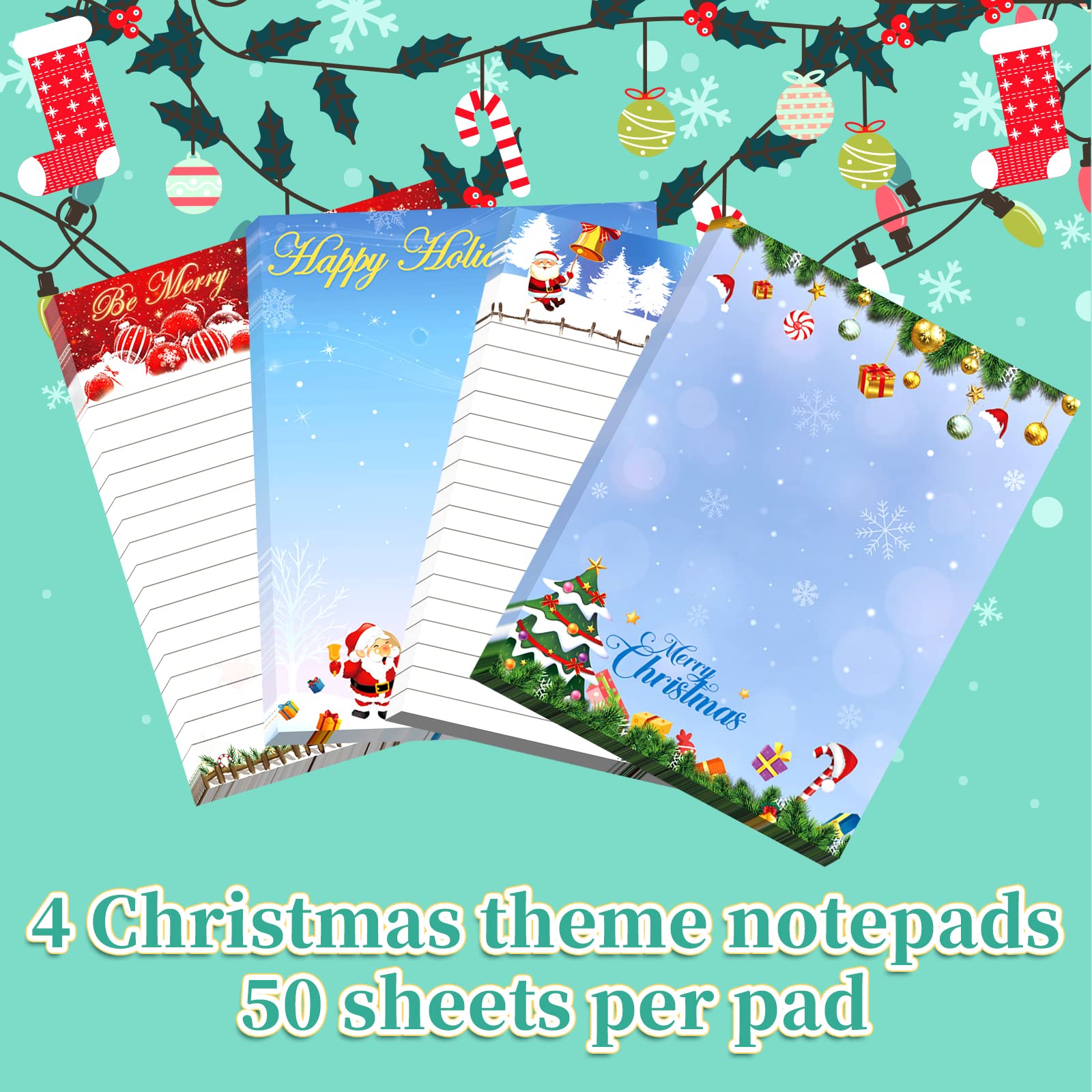 BelleAngle 4-Pack Funny Christmas Notepads - Double-Sided Printing Holiday Memo Pads for Office, School & Home - Perfect for Gift Exchanges, Secret Santa & Festive Note-Taking