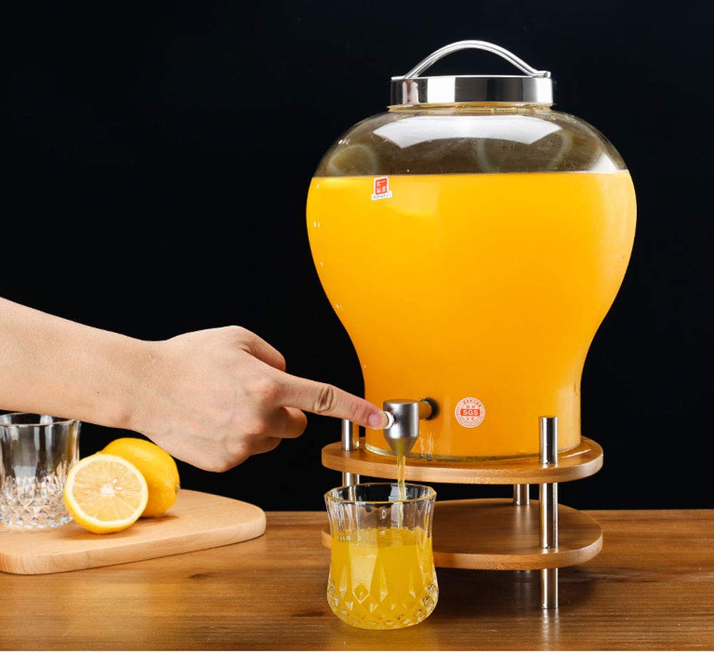Premium Glass Beverage Dispenser with Stand - 8L (2 Gallon) Clear Drink Water Dispenser with Stainless Steel Spigot - Perfect for Parties, Weddings, Bars, BBQs, and Outdoor Events - Ideal for Lemonade, Iced Tea, Cocktails, and Punch Serving