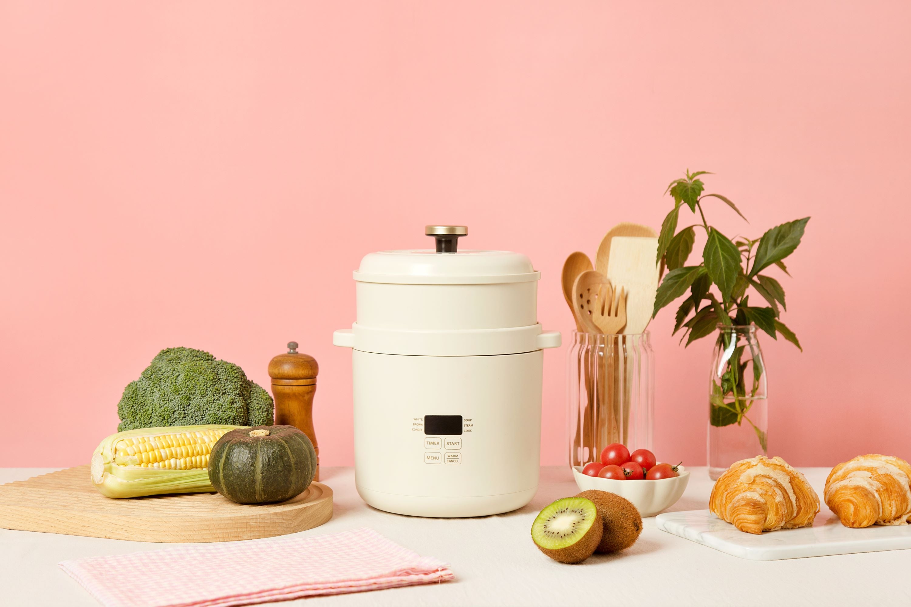 BRUNO BOE127 Mini Rice Cooker - 1.2L Compact Electric Rice Maker for Small Kitchens, Dorms & Travel - Perfect for Cooking White Rice, Brown Rice & Steaming Vegetables